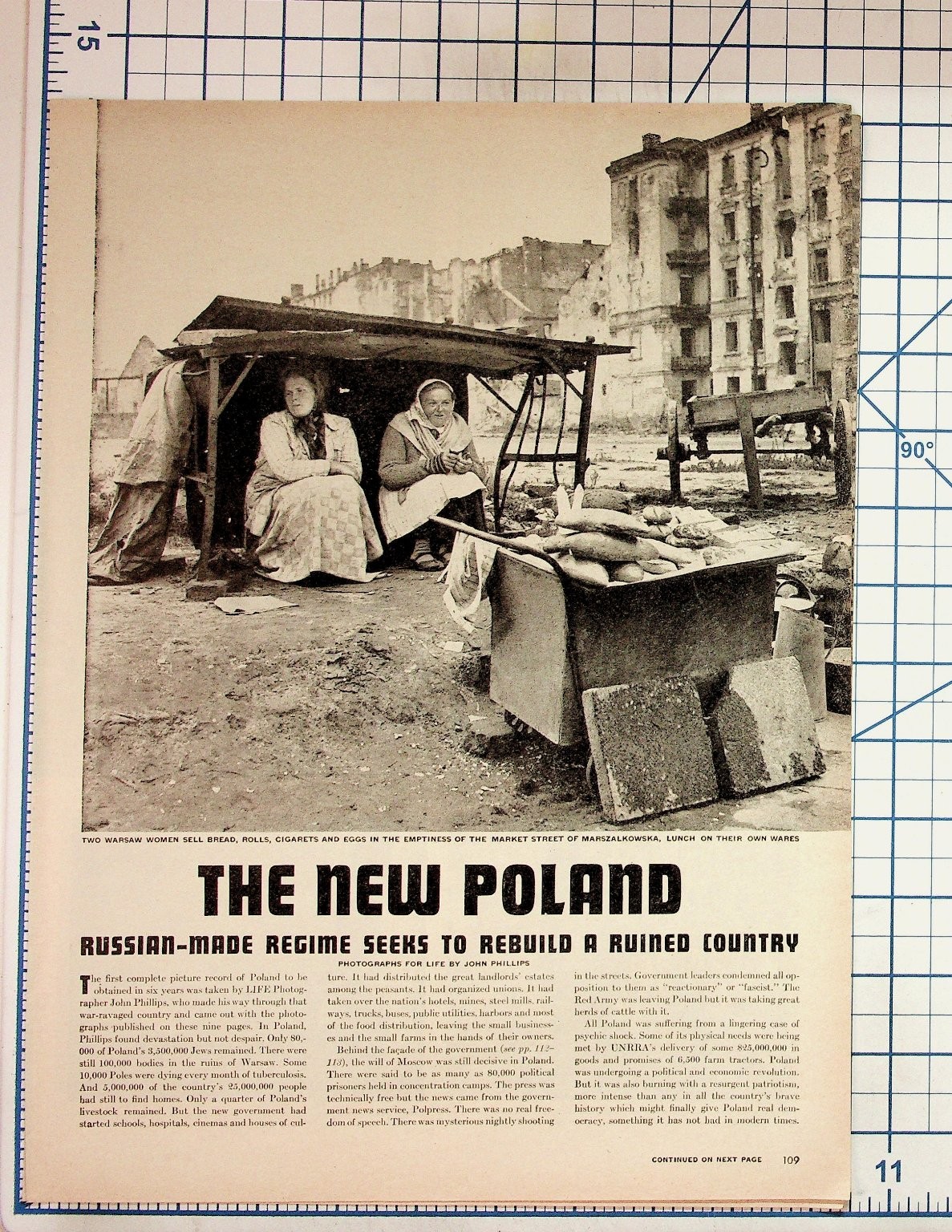 1940s LIFE Magazine Article Pages Poland After WWII Reconstruction History