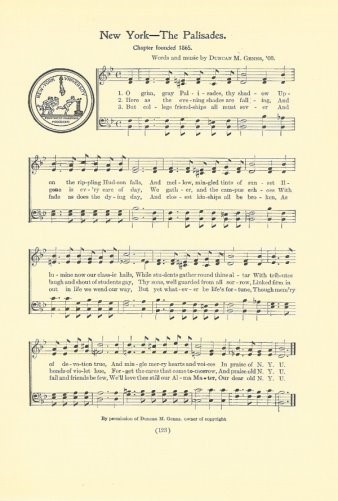 NEW YORK UNIVERSITY NYU Original Vintage Song Sheet w Seal c1937 The Palisades