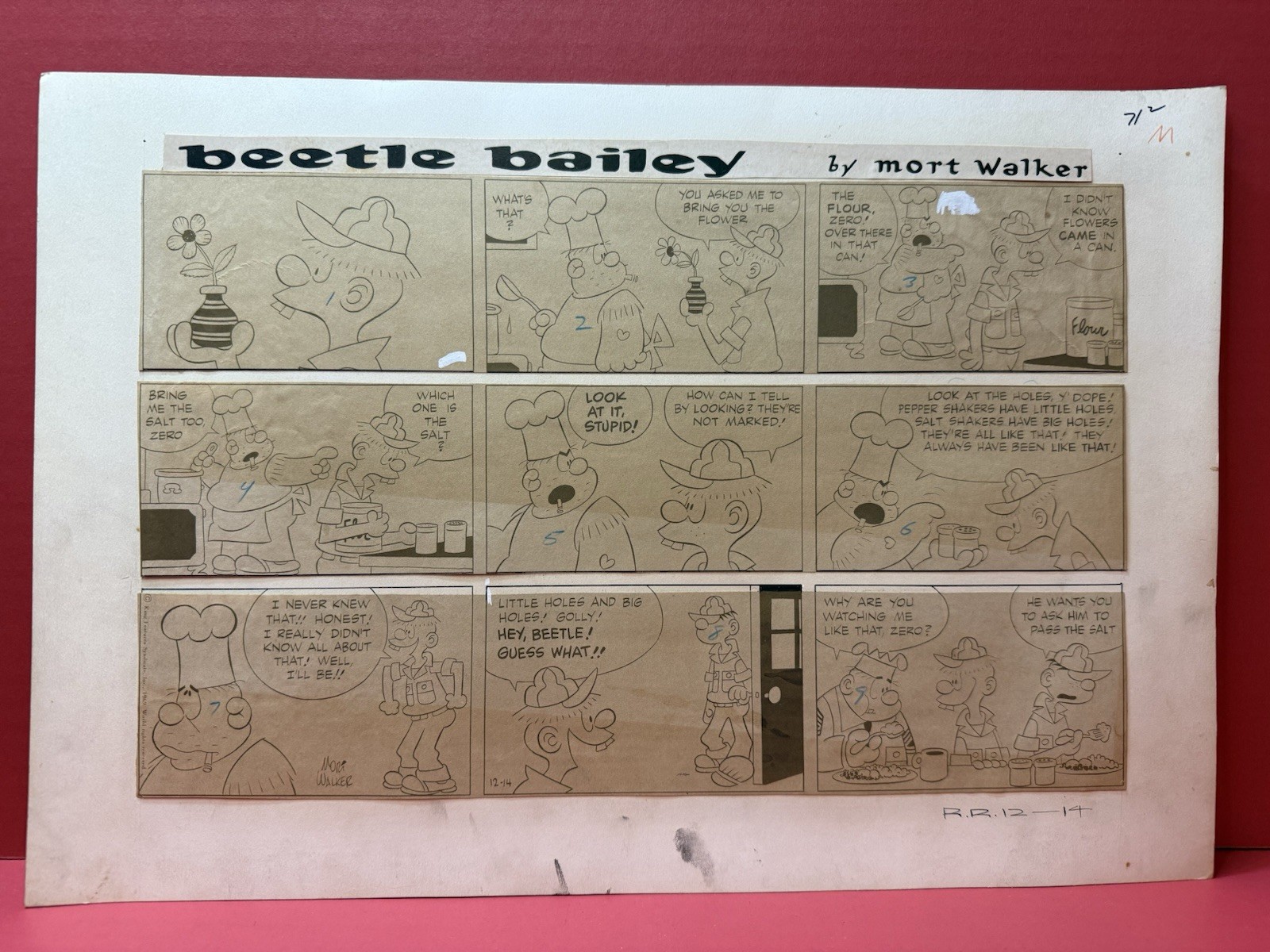 Beetle Bailey Sunday Comic By Mort Walker Original Mat Proof Sheet 1969 Rare