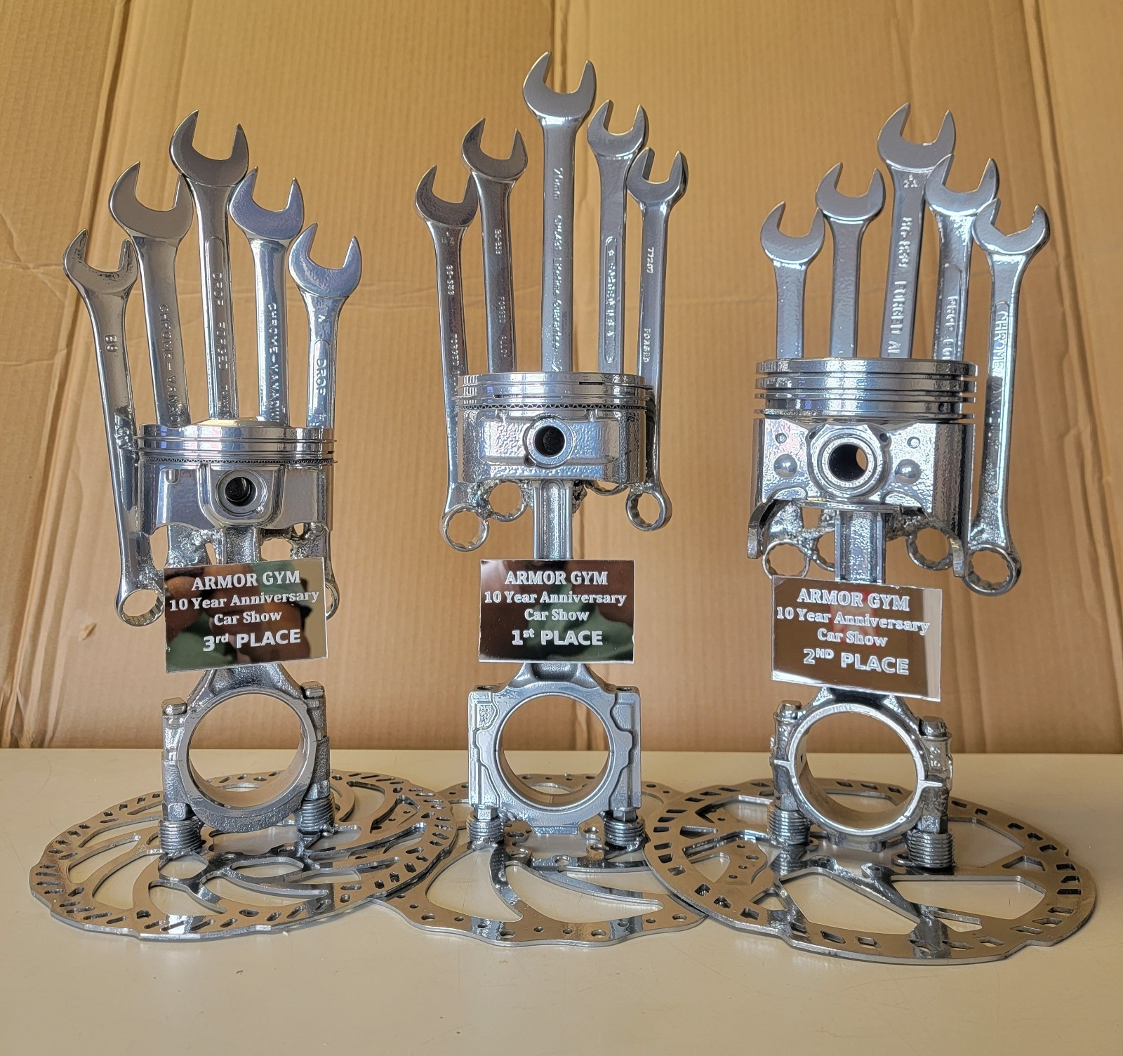Car Show Trophy Piston & Crown of Wrenches Car Show Trophy Piston & Crown of Wrenches