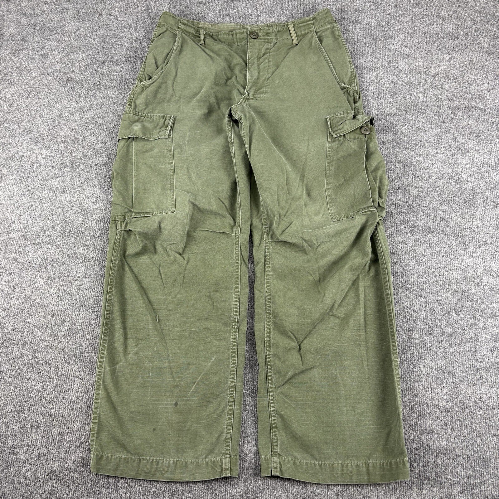 VTG 1969 US Army Vietnam Ripstop Jungle Fatigue Cargo Pants OG 107 Medium Poplin