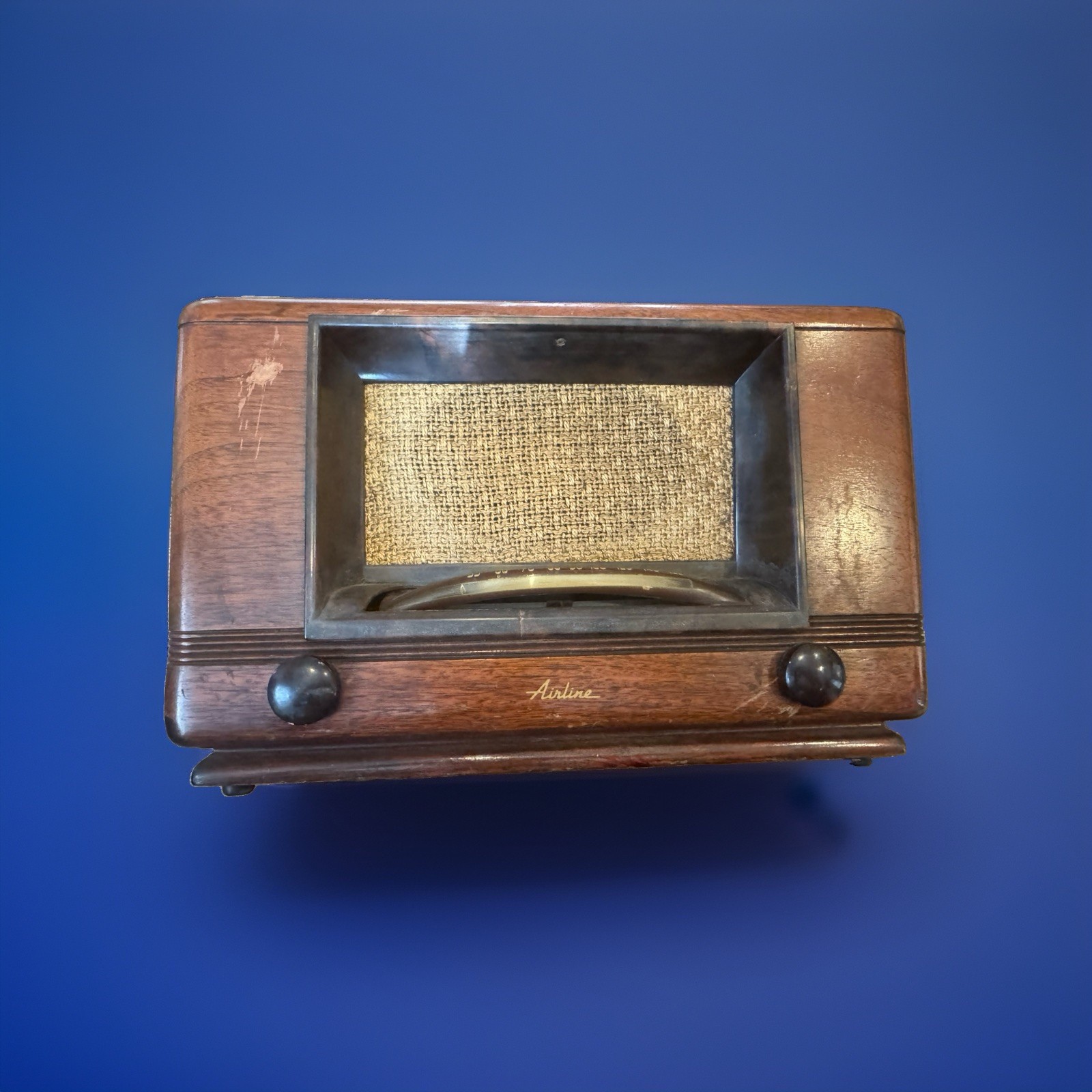 1947 Wards Airline 74WG-1804D AM Tube Radio Wood Cabinet Vintage Untested