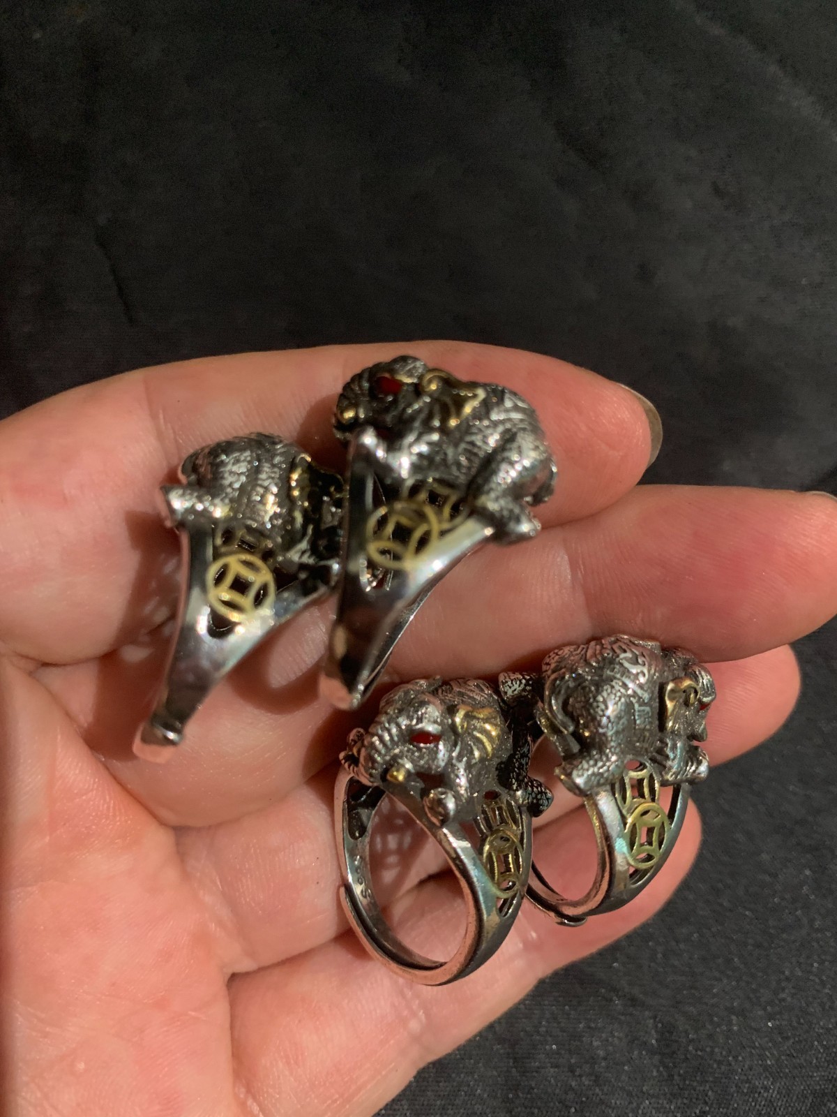 4 Pcs WOW Hand Made Tibetan Silver *Elephant* Rings 