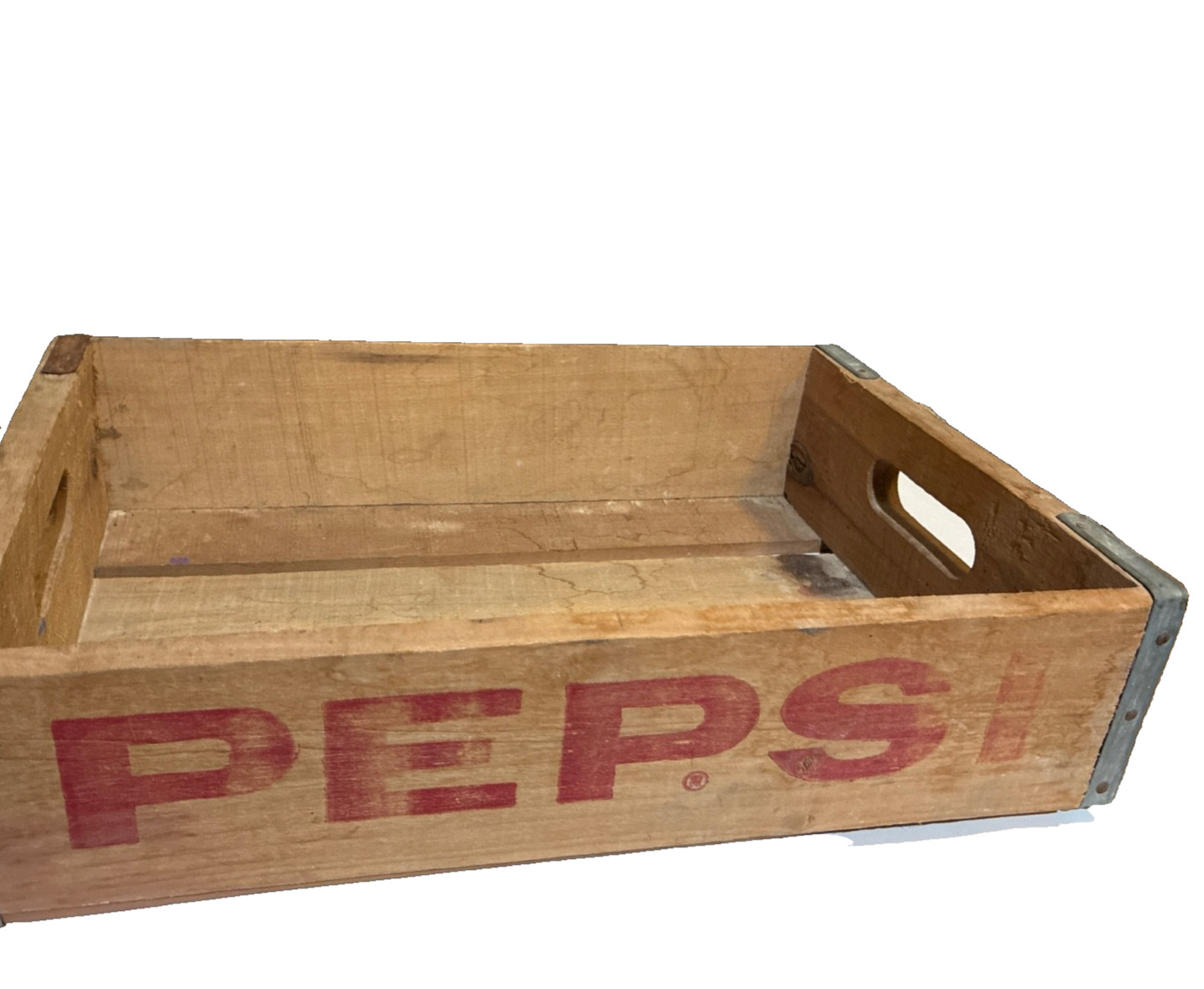 Pepsi Cola Natural Wooden Soda Pop Bottle Crate Carrier Tool Open Box Marion