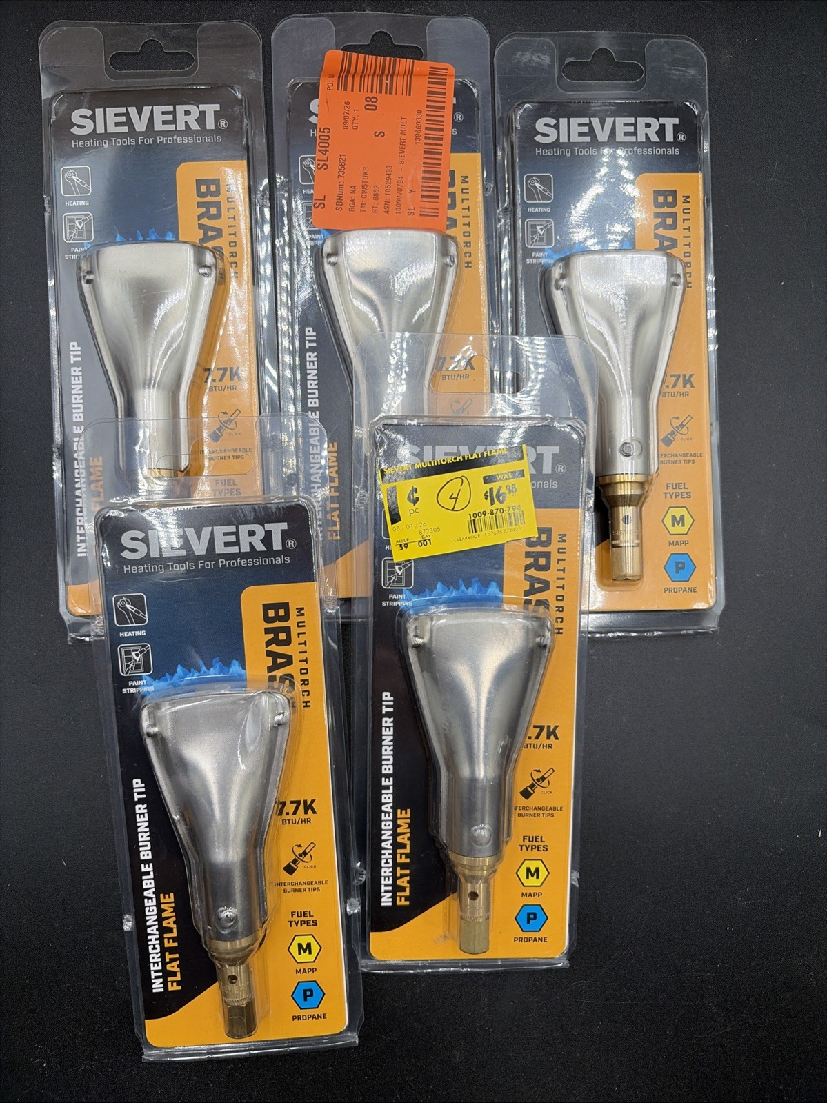 SIEVERT Multi-Torch Brass Interchangeable Flat Flame Burner Tip LOT X5