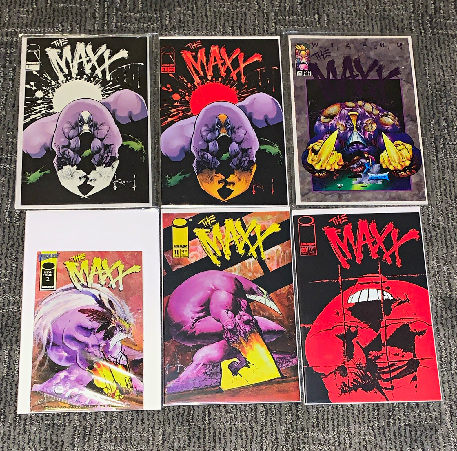  The Maxx 1993 Comic Book Lot of 6 Sam Kieth Issues 1,1,1/2,2,11, and 20 Wizard