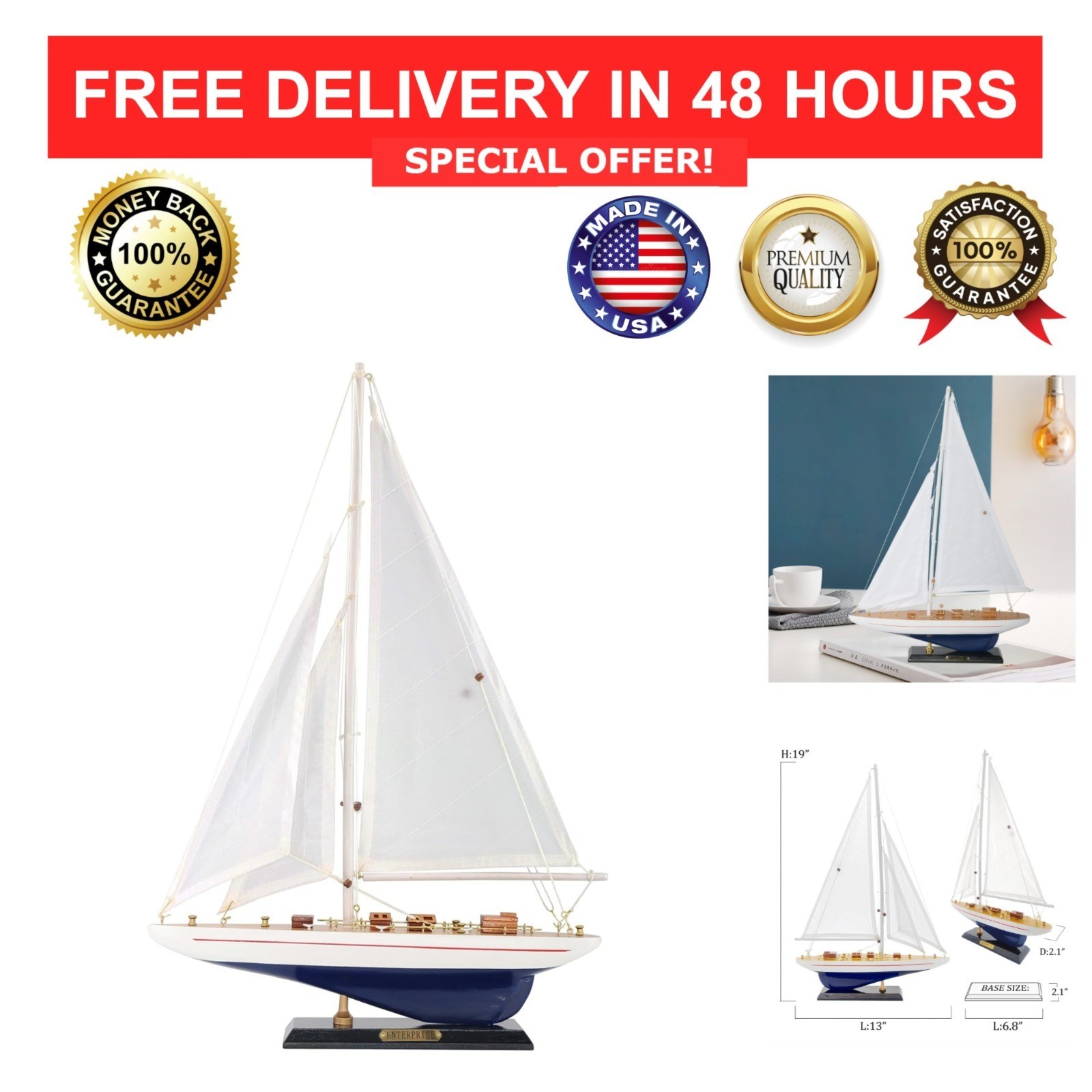NAUTIMALL Wooden Sailboat Model 19 NAUTIMALL Wooden Sailboat Model 19