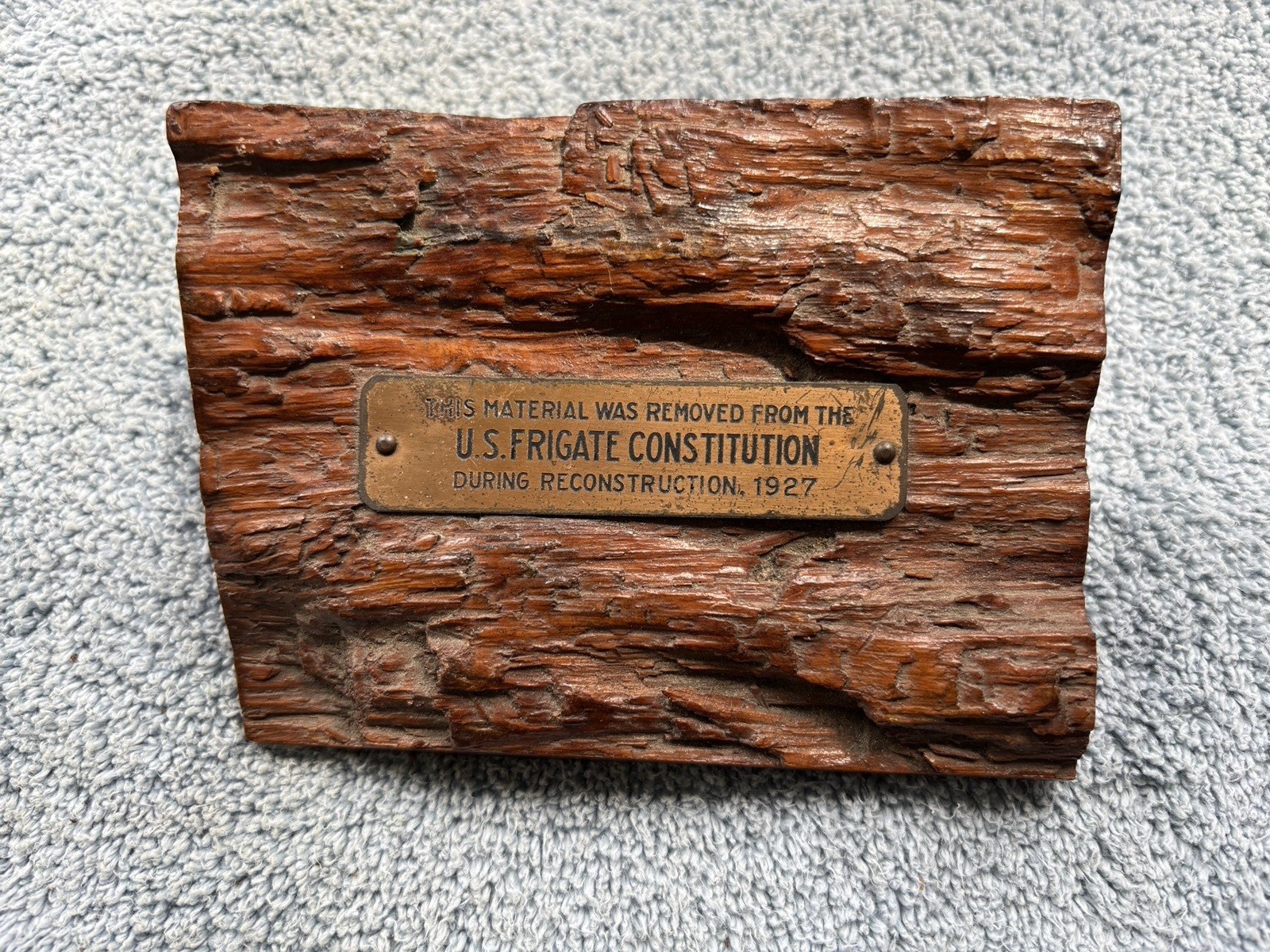 US Frigate Constitution OLD IRONSIDES BOSTON 1794 Wood Piece 1927 RECONSTRUCTION