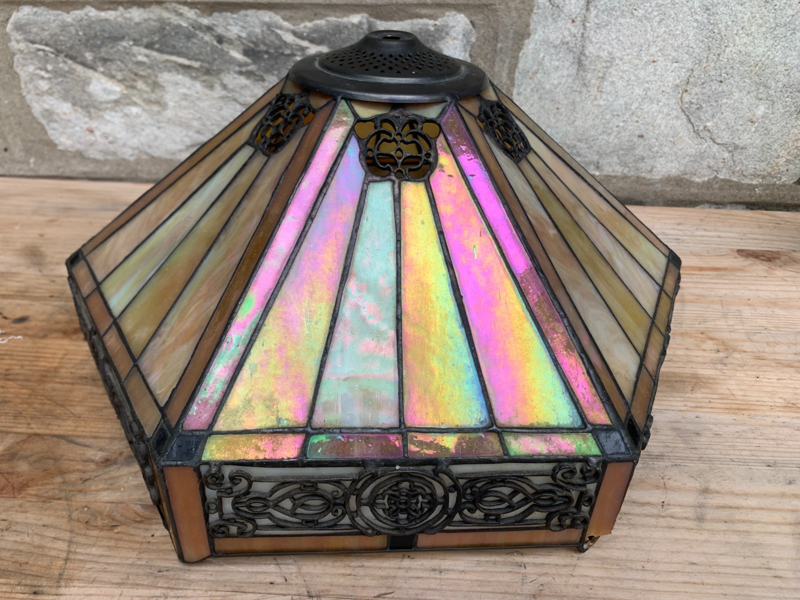WERFACTORY Tiffany Style Lamp Shade Stained Leaded Slag Glass 16X8