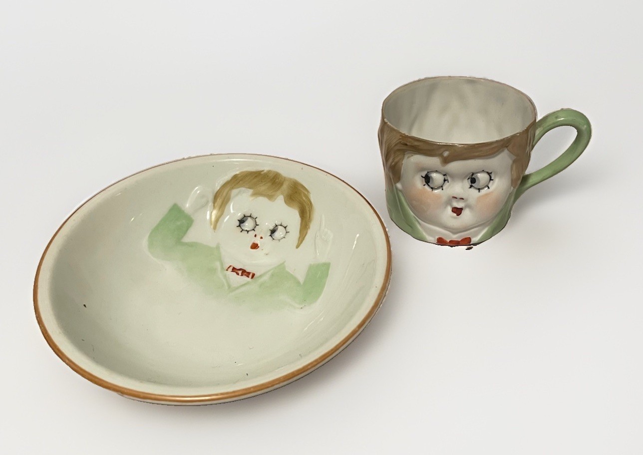 Googly Eyes Nippon Japan Child’s Bowl and Cup Vintage