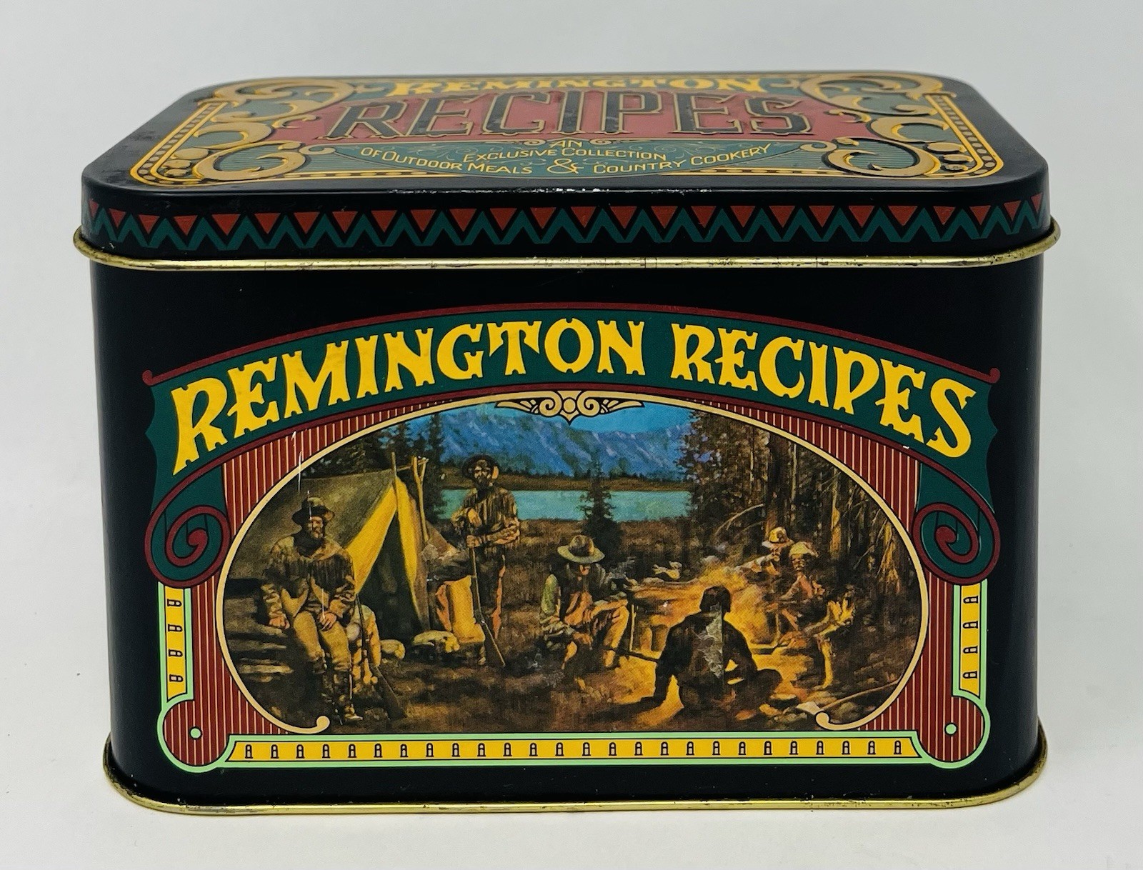 Vintage Remington Recipes Tin Container Outdoor Meals Country Cookery
