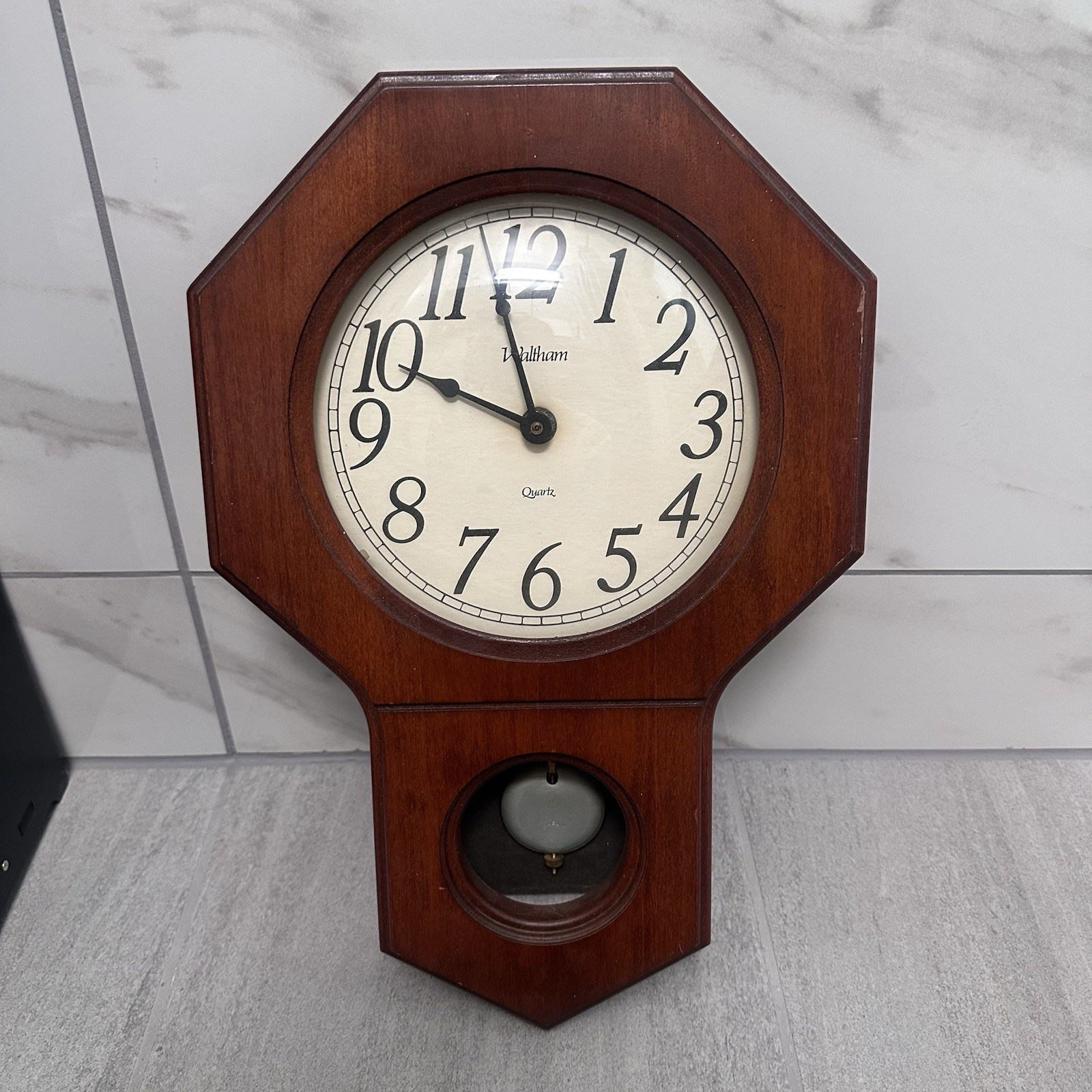 Vintage Waltham Wall Clock Key Pendulum