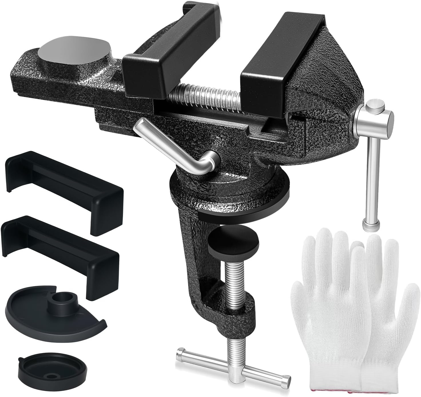 2.7 Inch Portable Bench Vise, 360° Swivel Clamp-On Table Vise 2.7 Inch Portable Bench Vise, 360° Swivel Clamp-On Table Vise