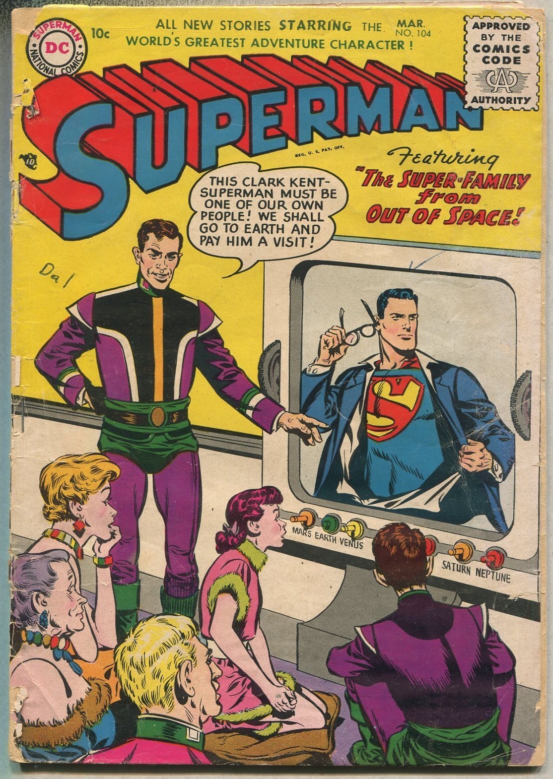 Superman #104 (1956) Mr. Mxyztplk App Wayne Boring Cover Split Cover FR [DC] SA