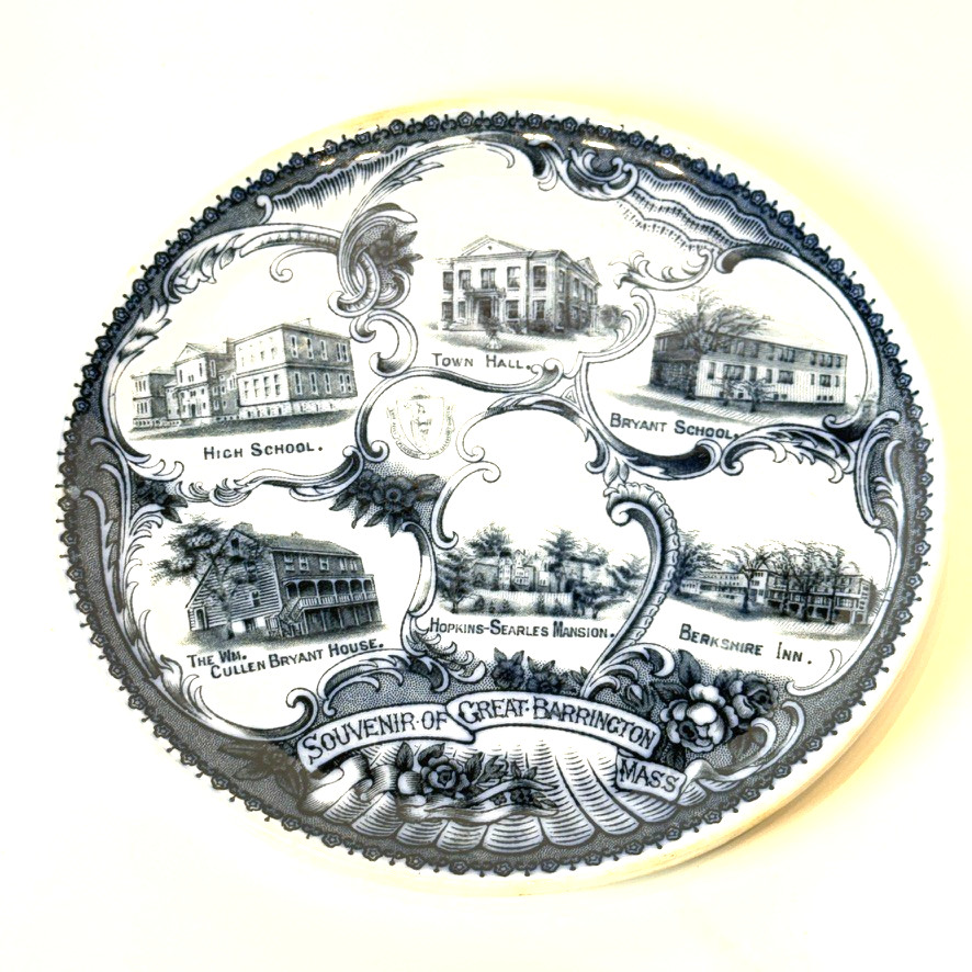 GREAT BARRINGTON - MA Massachusetts Antique Trinket Souvenir Blue Transferware