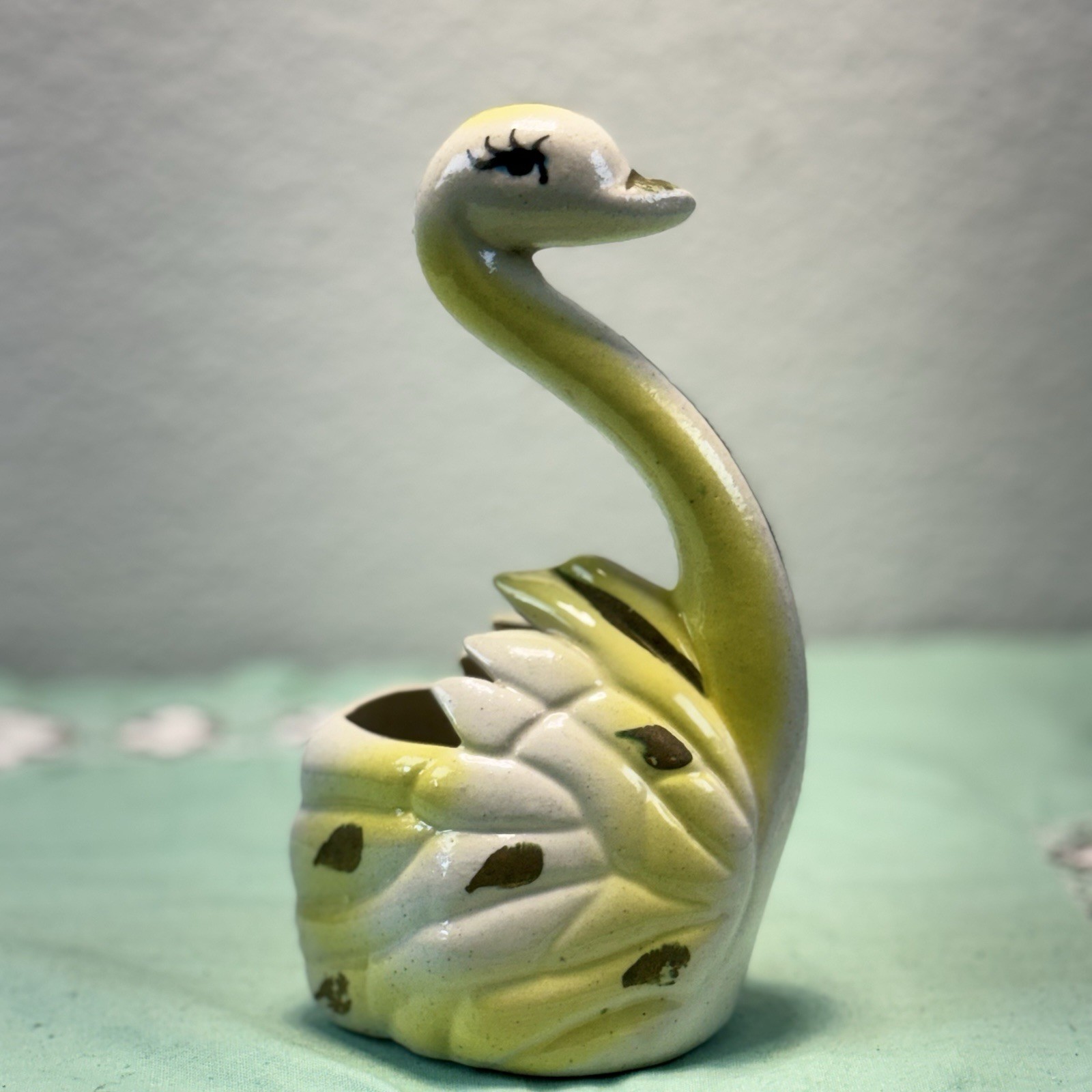 Vintage Miniature  Ceramic Swan Planter