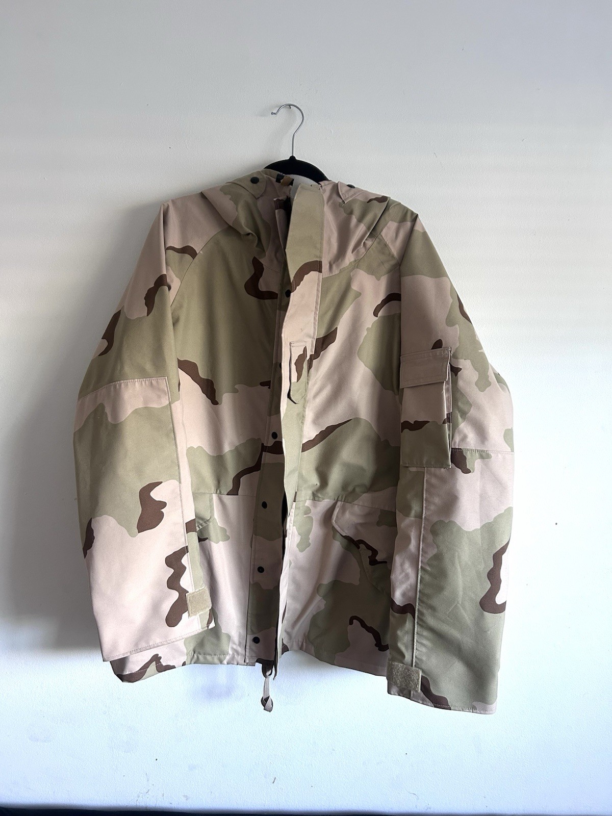 VTG Desert Camo Cold Weather USA Military Full Zip Parka L