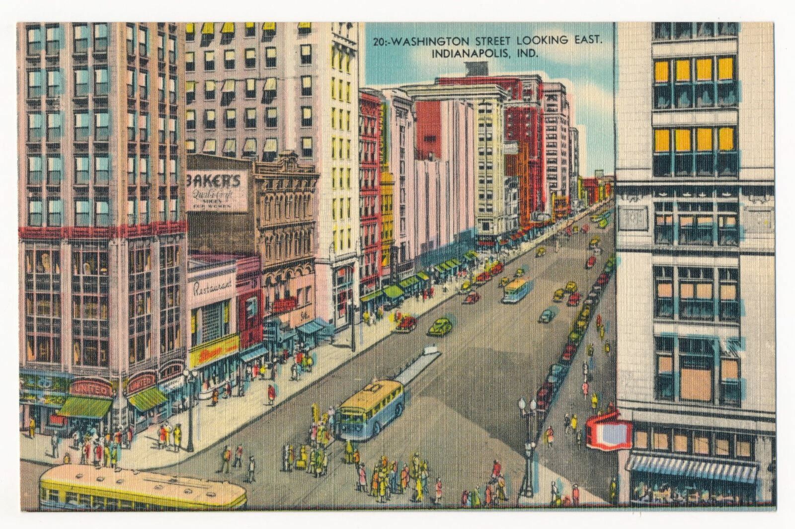 Washington Street looking East, Indianapolis, Indiana 1940's