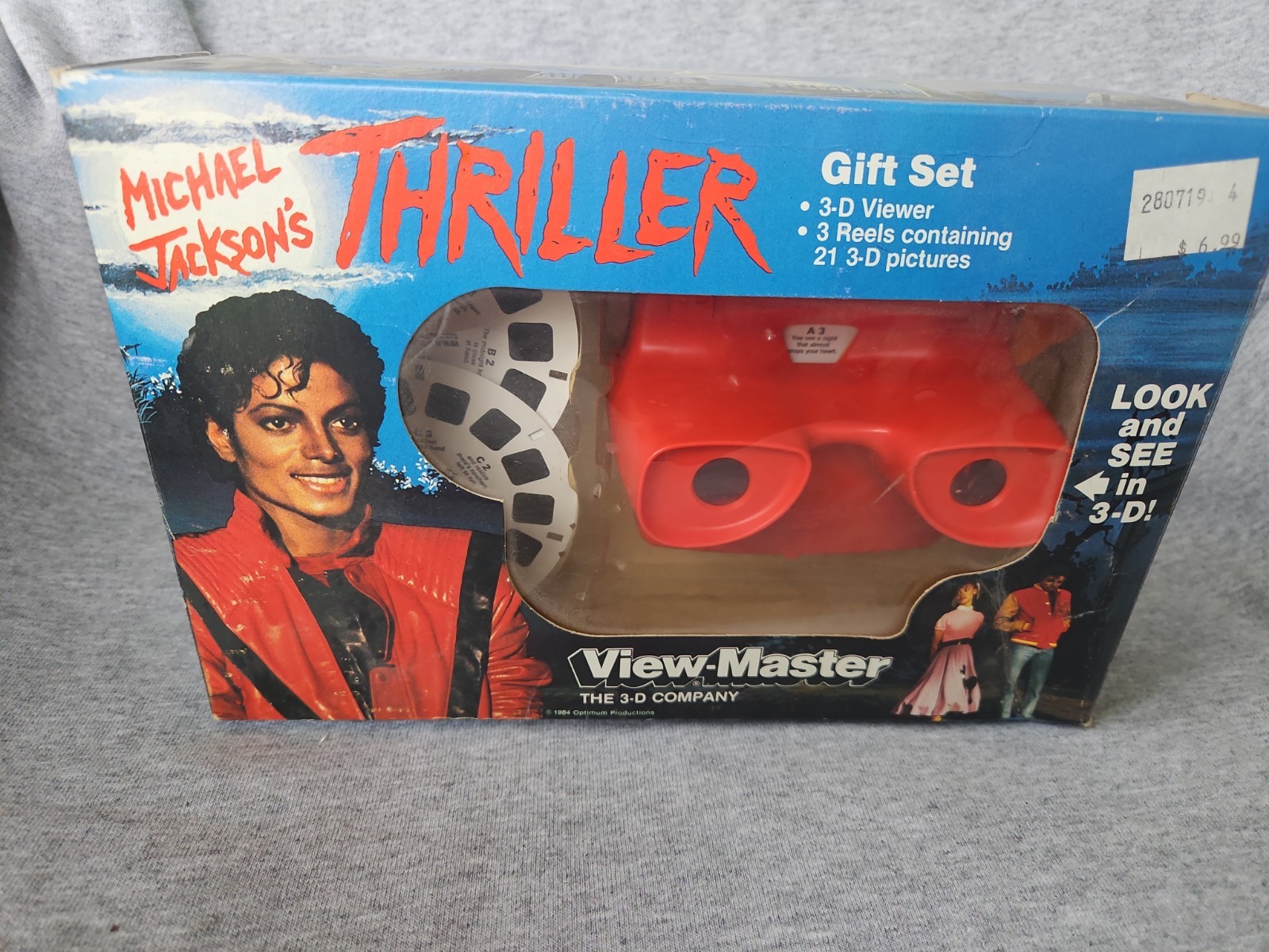 Vintage 1984 MICHAEL JACKSON\'S THRILLER View-Master 3D Set Reels + 3D Viewer BOX