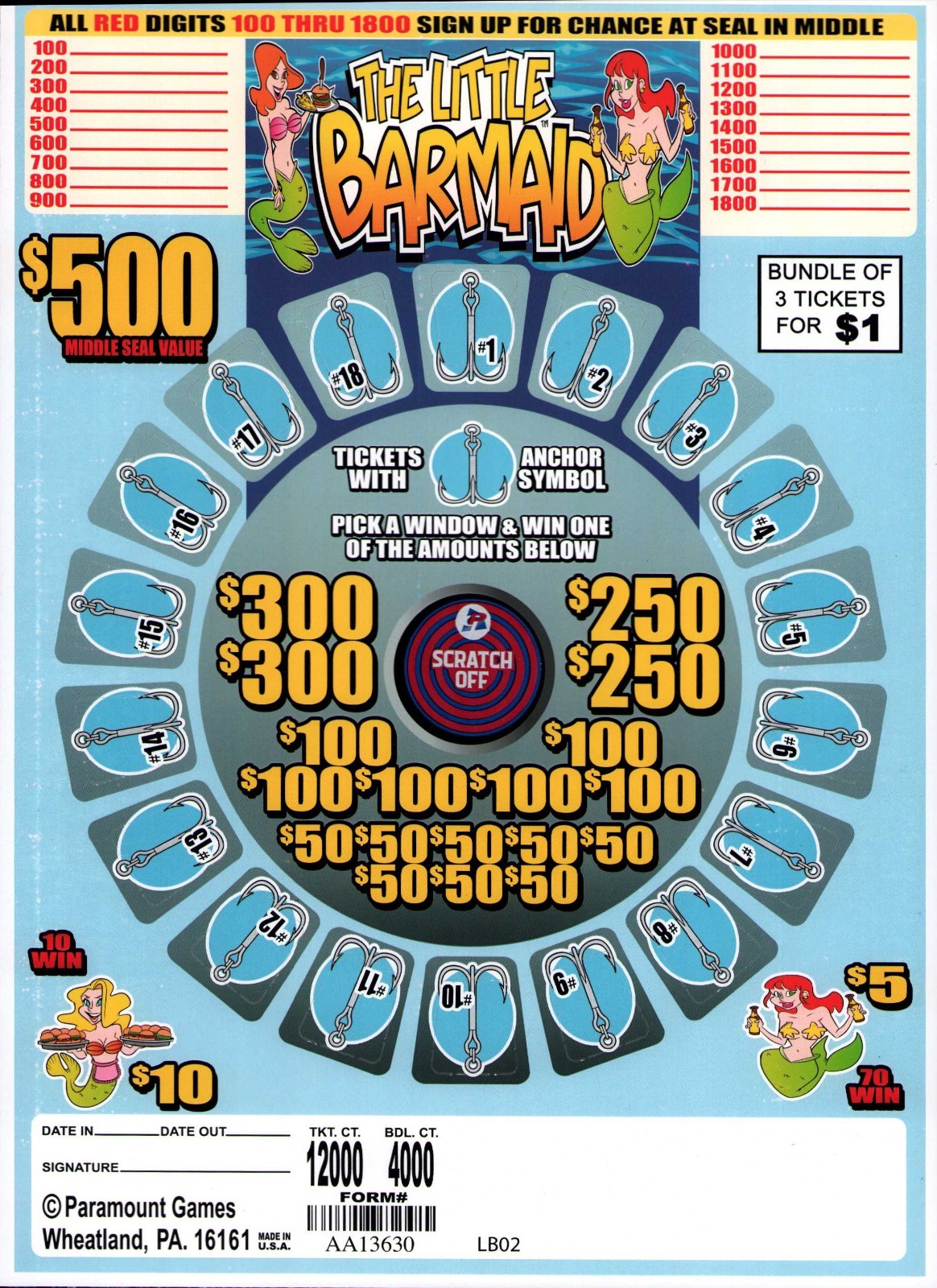 Pull Tab Tickets - Jar - Game - The Little Barmaid - Window - 4,000 ct