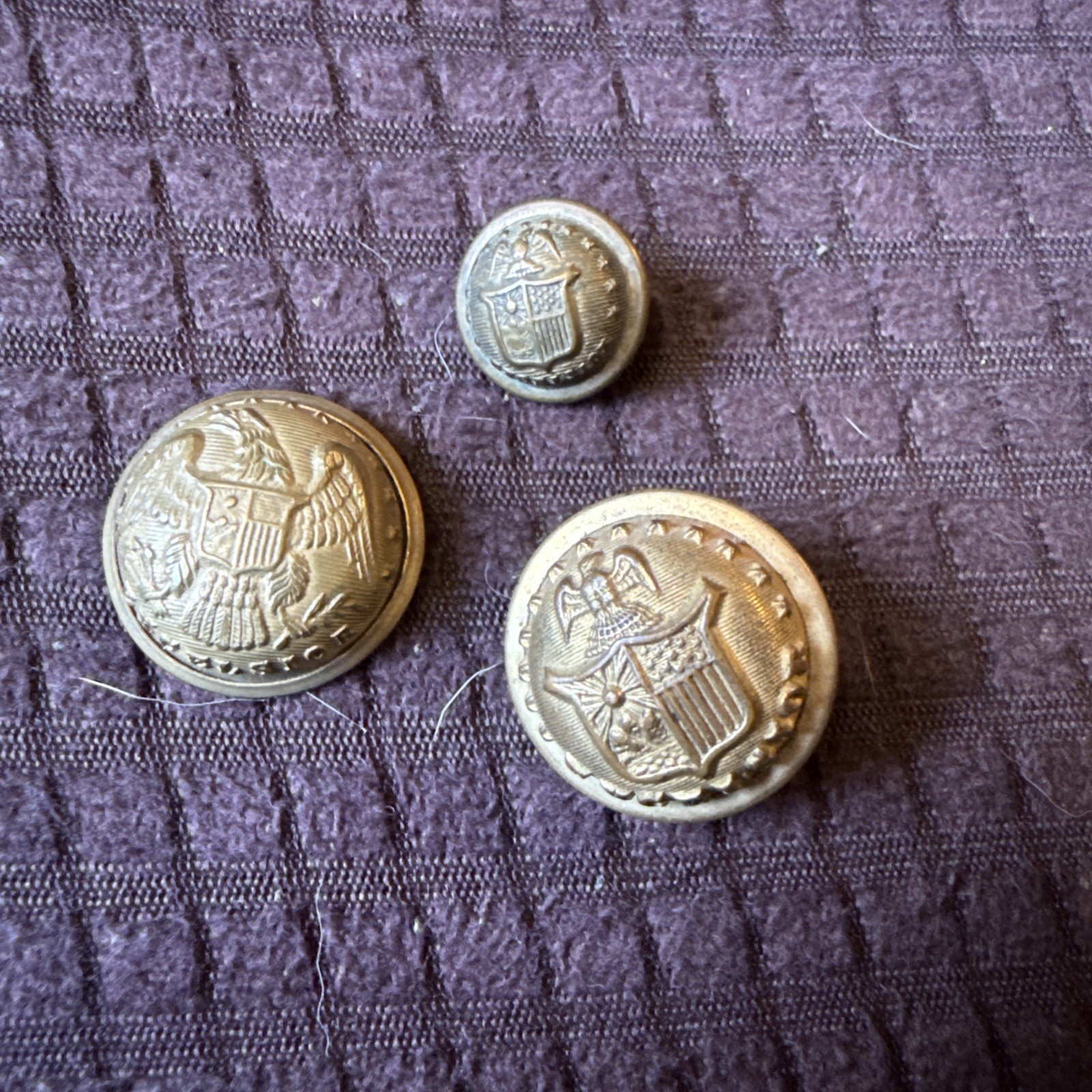 Civil War NY State Militia & US General Service Buttons 3pc Lot Scovill Old