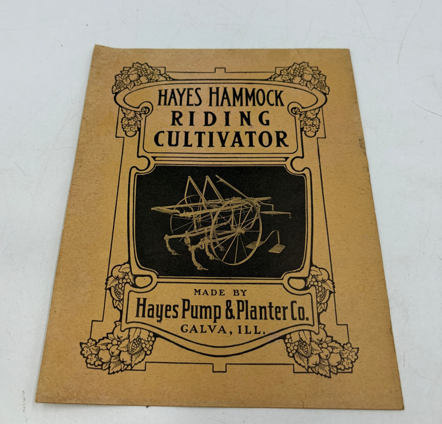 Antique Hayes Hammock Riding Cultivator Foldout Brochure Galva Ill Pump Planter