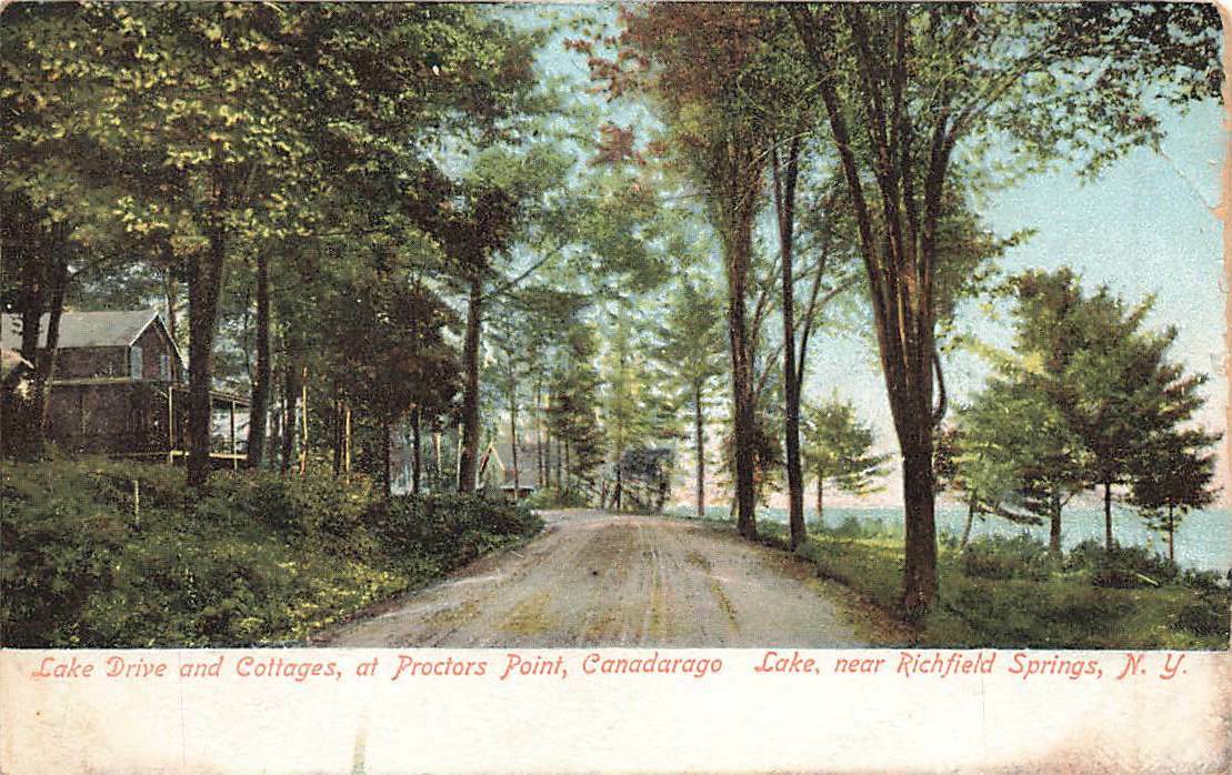 Lake Drive Cottages Canadarago Lake Richfield Springs NY Antique  VTG P126