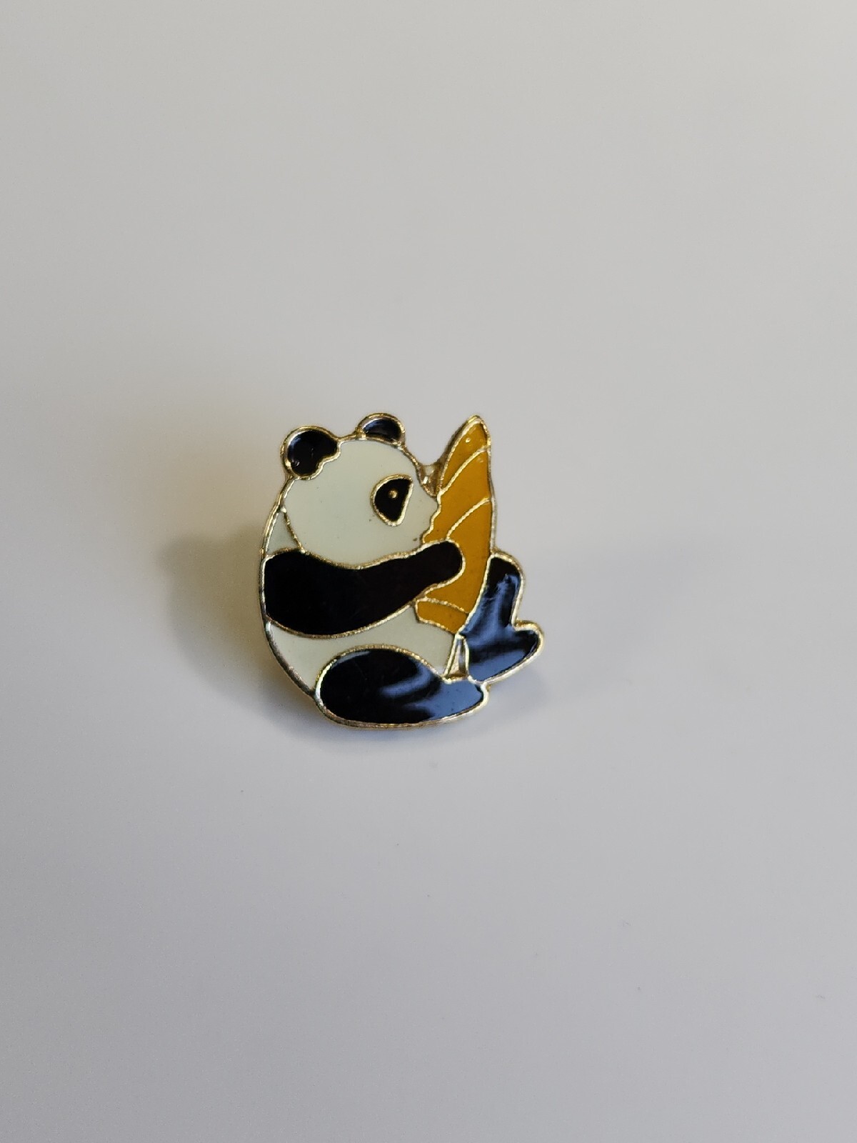 Panda Bear Lapel Pin Yellow Bamboo Shoot