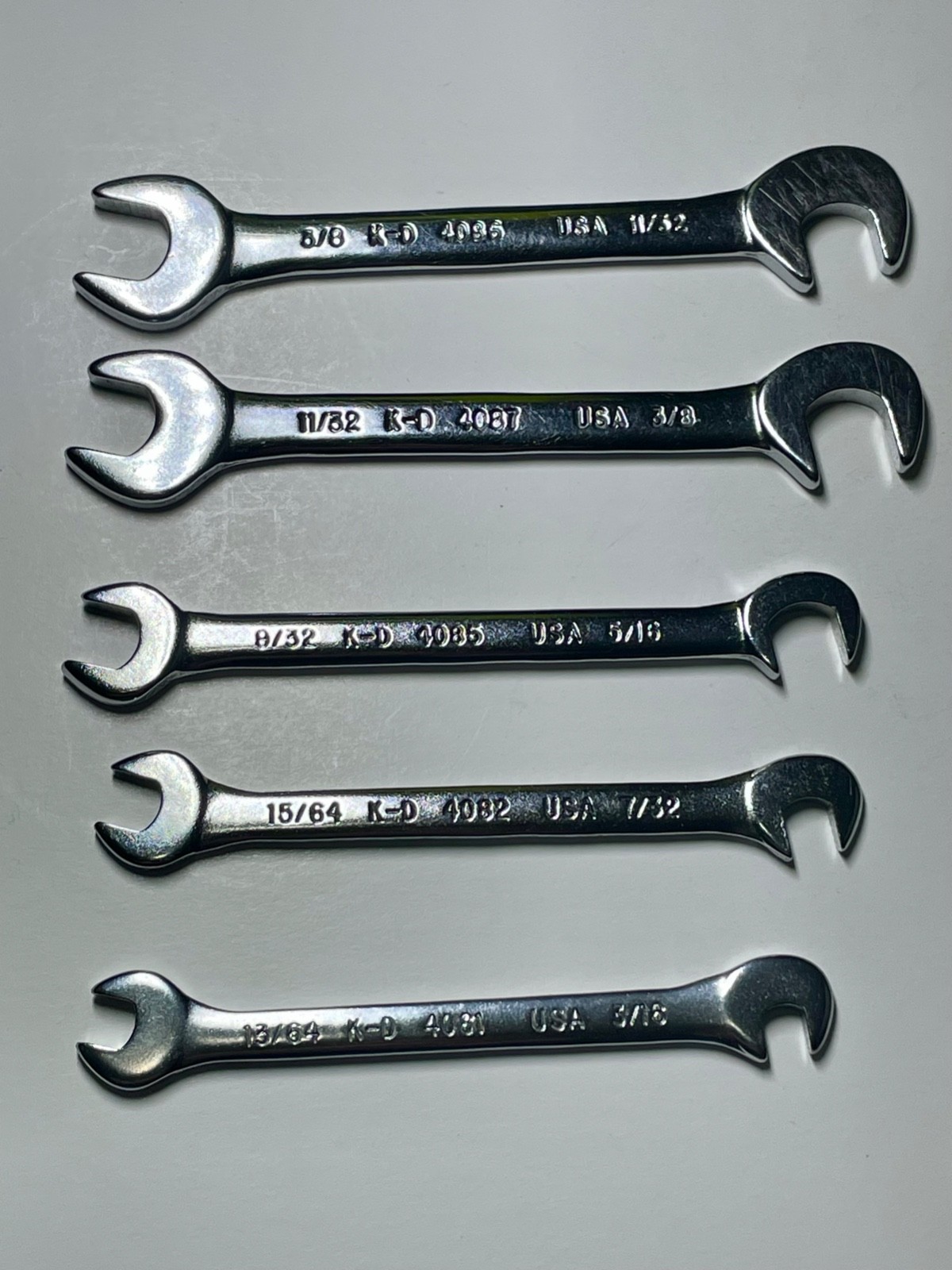 Vtg K-D Tools Custom Ignition 5 Pc Wrench set USA 4086-4087-4085-4082-4081