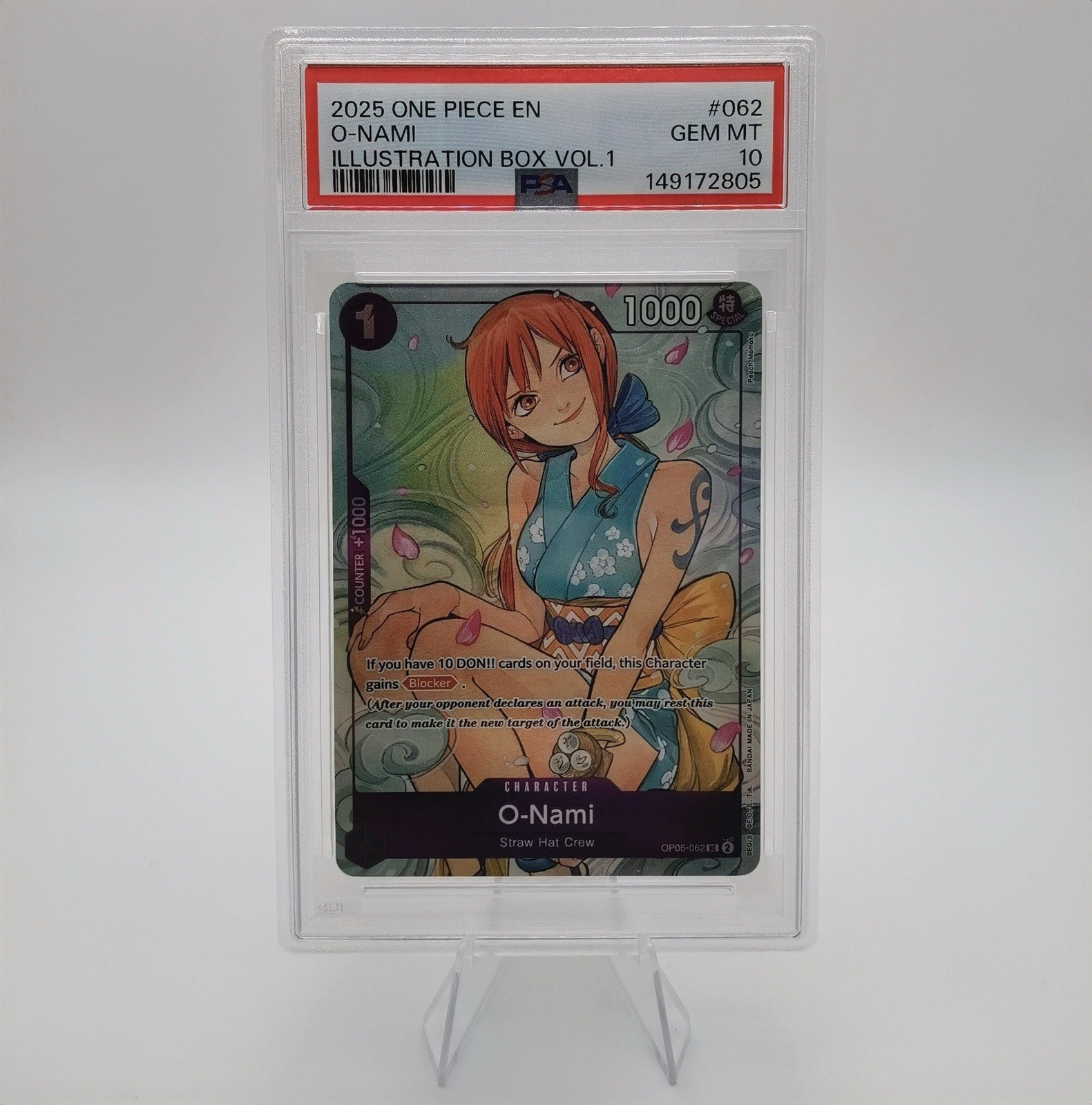 2025 ONE PIECE PROMOS ILLUSTRATION BOX VOL.1 #062 O-NAMI PSA 10