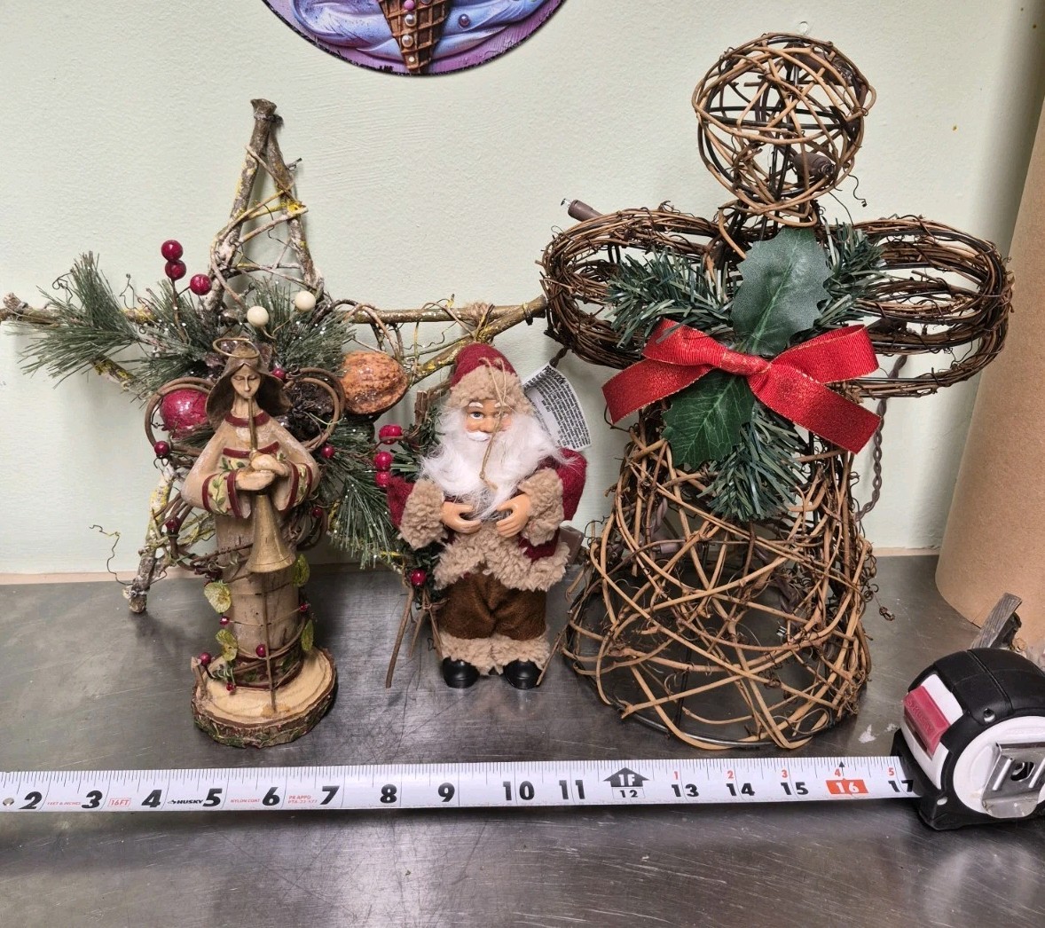 Vintage Lighted Grapevine Angel ,Star,small Angel,Santa