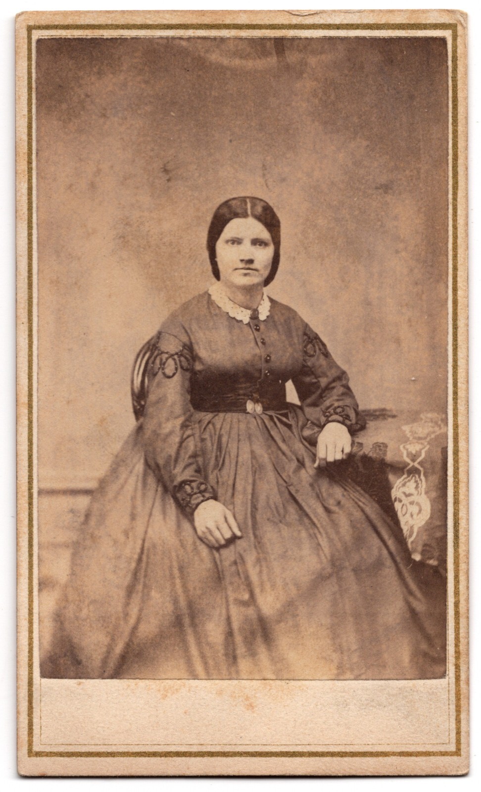 Antique CDV Circa 1860s J.A. Fullerton Gorgeous Lady in Dress Bloomington