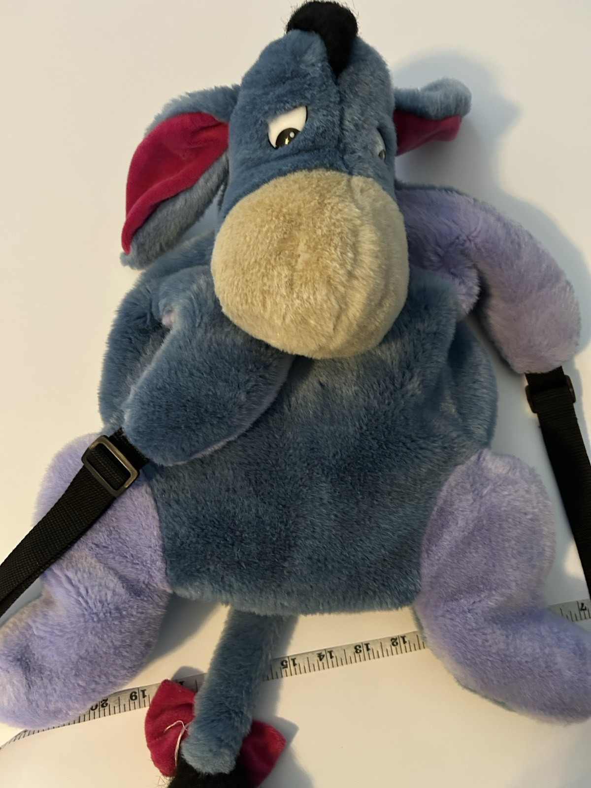 Vintage Disney Eeyore Plush Shoulder stuffed animal Backpack Blue Purple