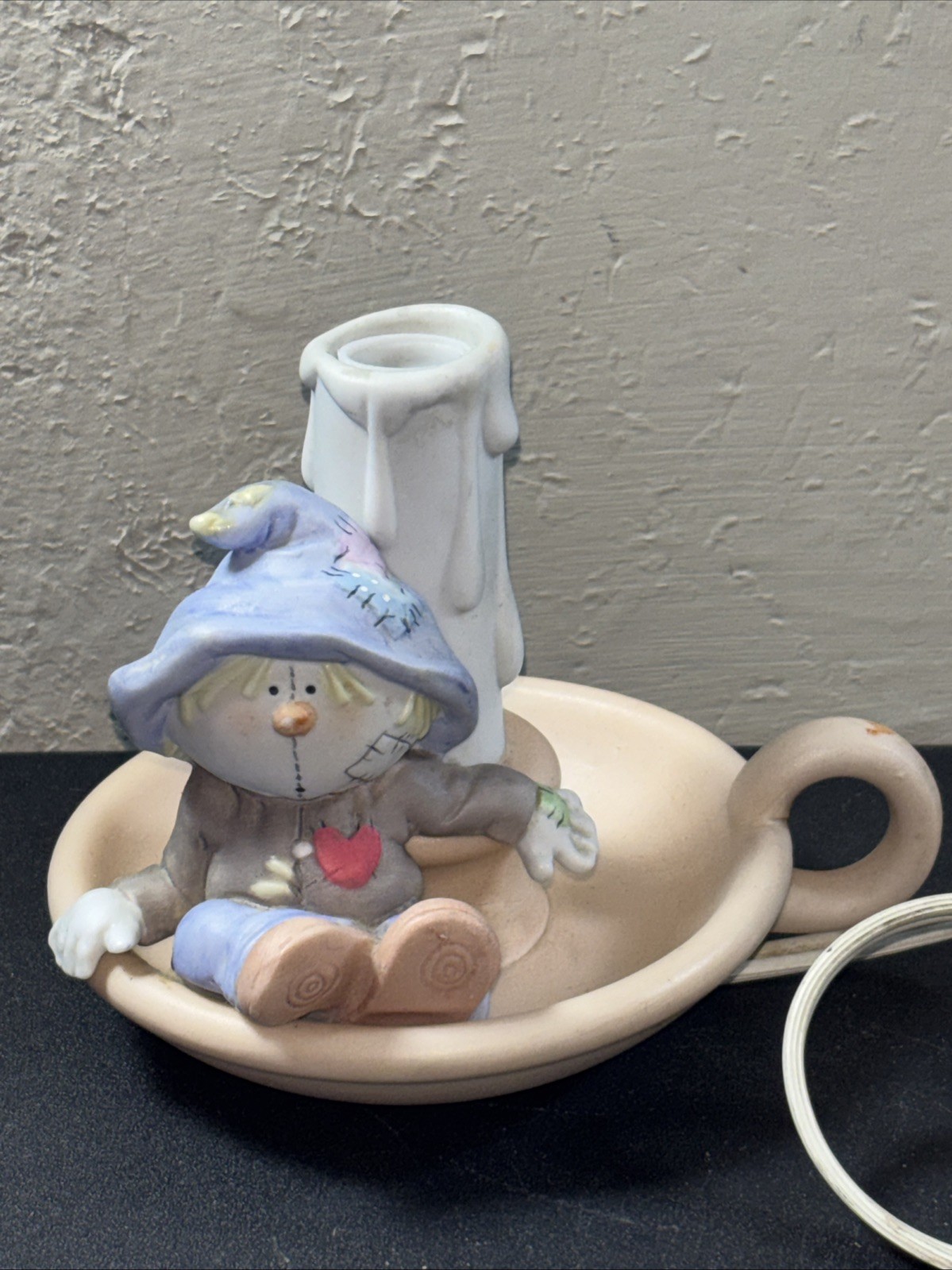 1984 Bumpkins Ceramic Scarecrow Light Candle Stick Fabrizio Vtg RARE 4”