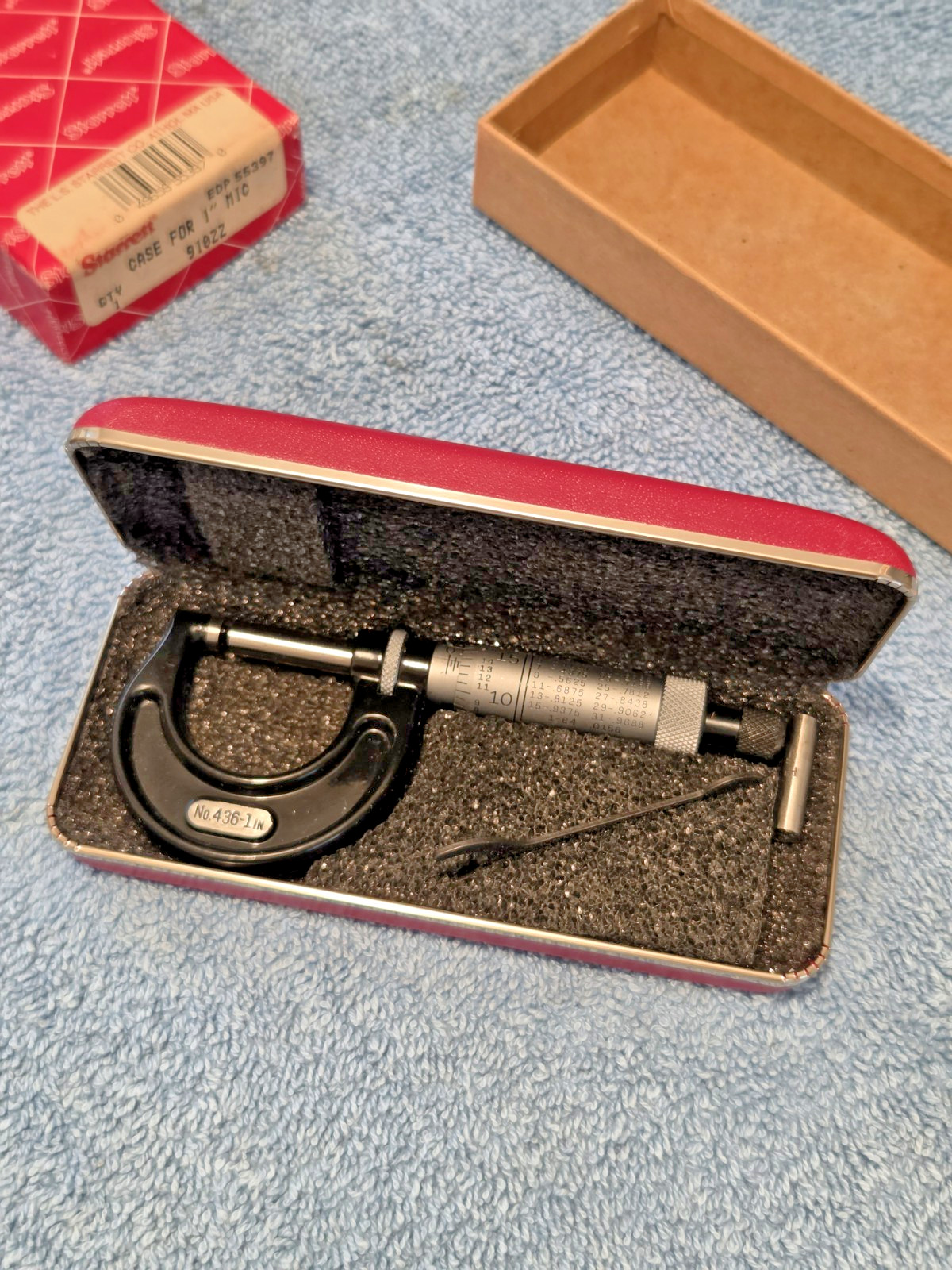 VINTAGE STARRETT #436 -- 0-1in. MICROMETER NEW IN ORIGINAL HARD CASE MADE IN USA