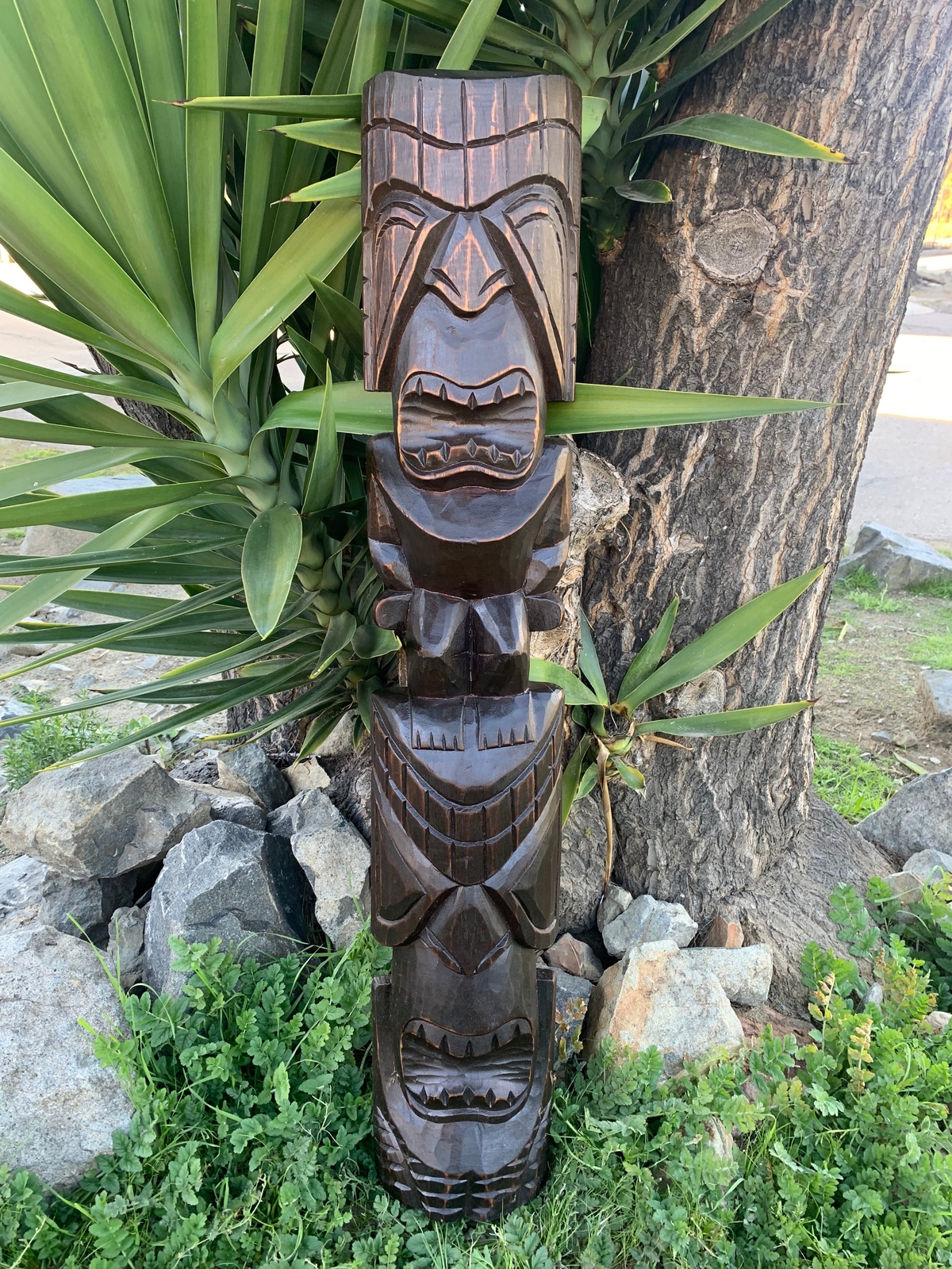 Ku and Kane Hawaiian Tiki Wood Carving Bar Patio Decor 39\