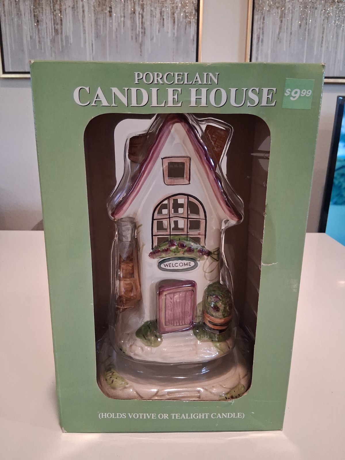 VTG 2000 Atico Touch of Spring Porcelain Candle House Misprint Box Y2K