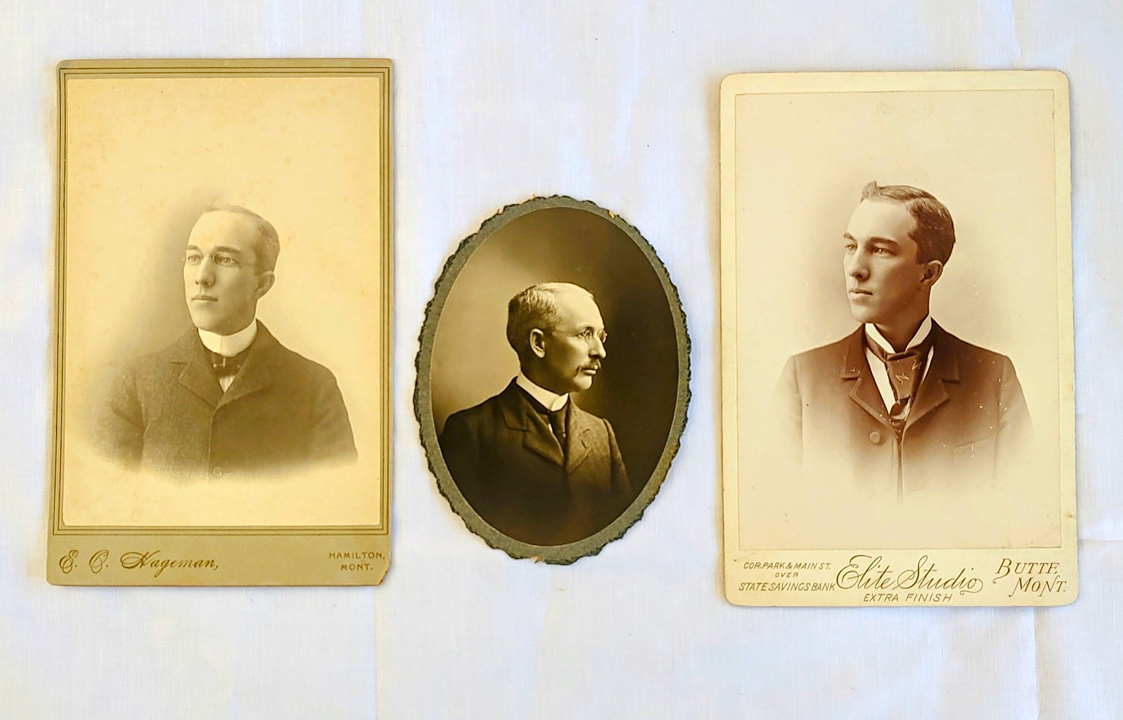 3 Antique Montana Photos c1890 Butte Elite Studio Brennan Palmer Pope Catlin?