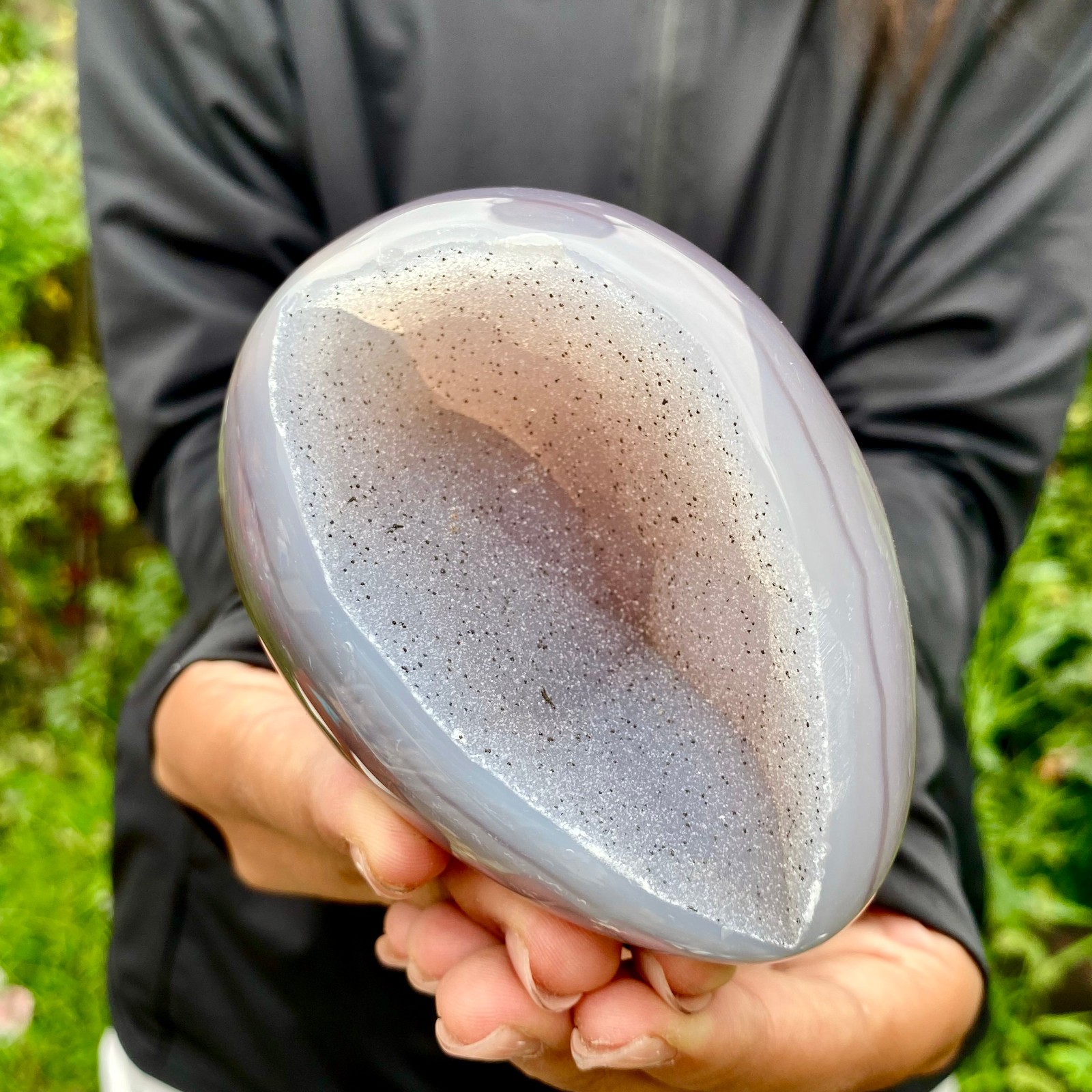 440G  Premium Natural Agate Geode Egg Polished Gemstone Egg Healing Mineral Disp