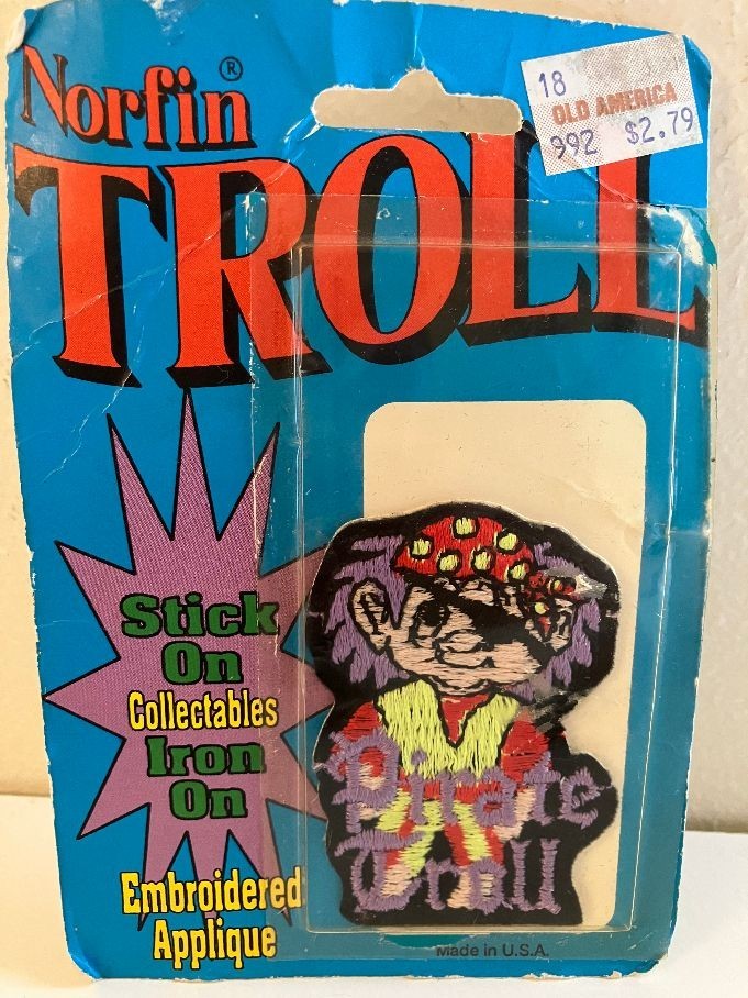 Vintage Norfin TROLL Pirate Troll Stick or Iron On PatchSealed 1992