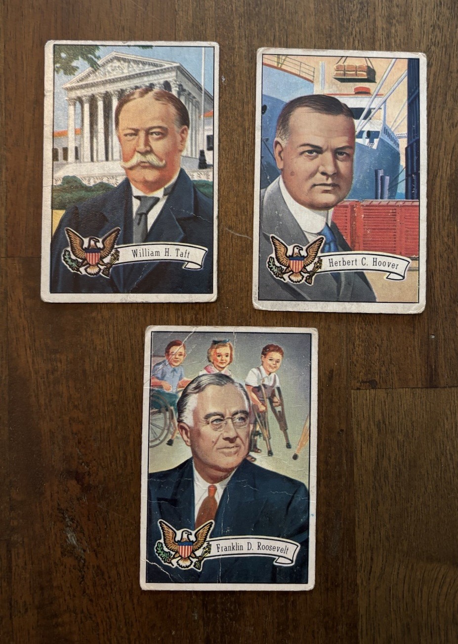 1952 Bowman U.S. Presidents Cards - Lot of 3 - Taft #29 Hoover #33 Roosevelt #34