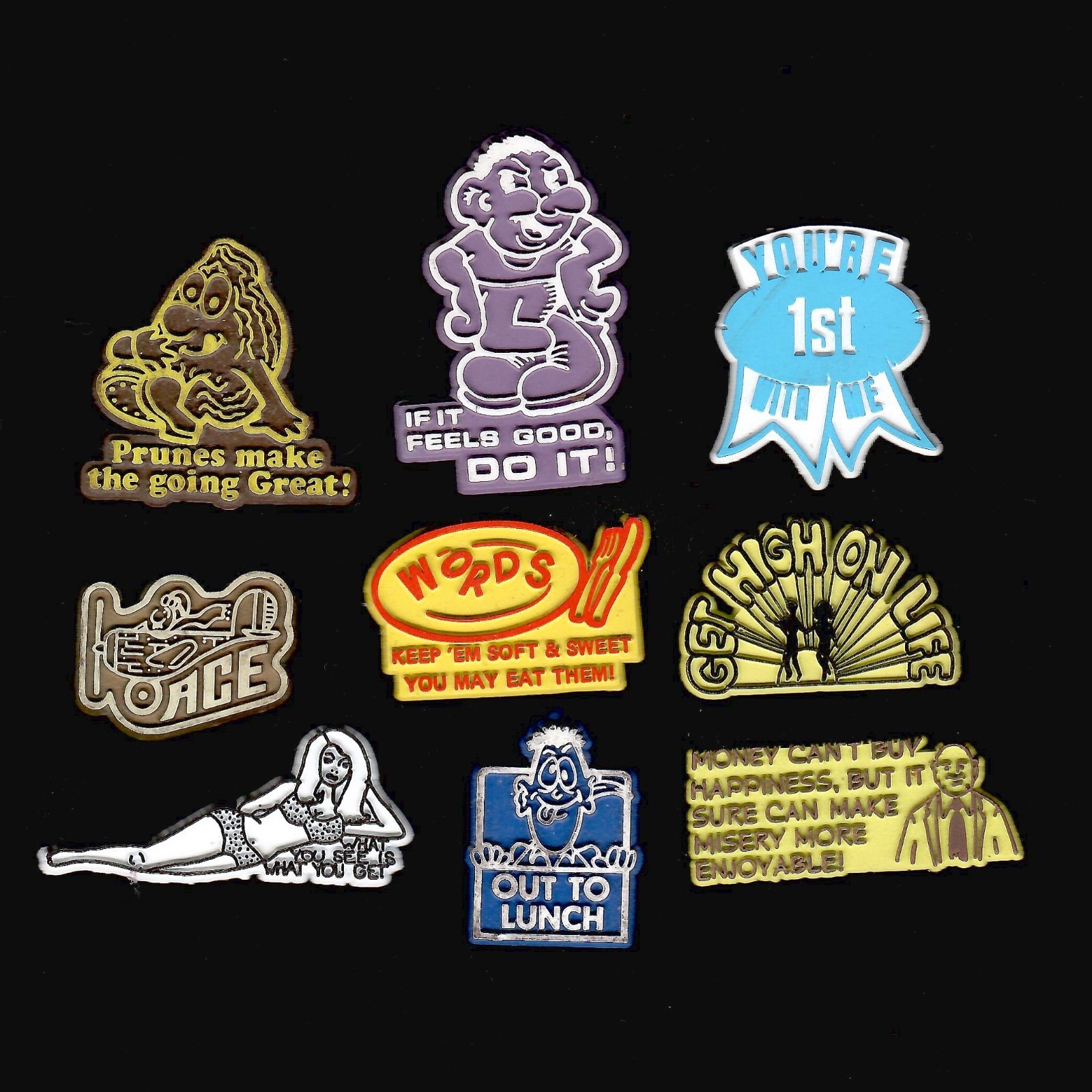 9x Lot Vtg Novelty Magnet Rubber Flexible Fridge  '70s