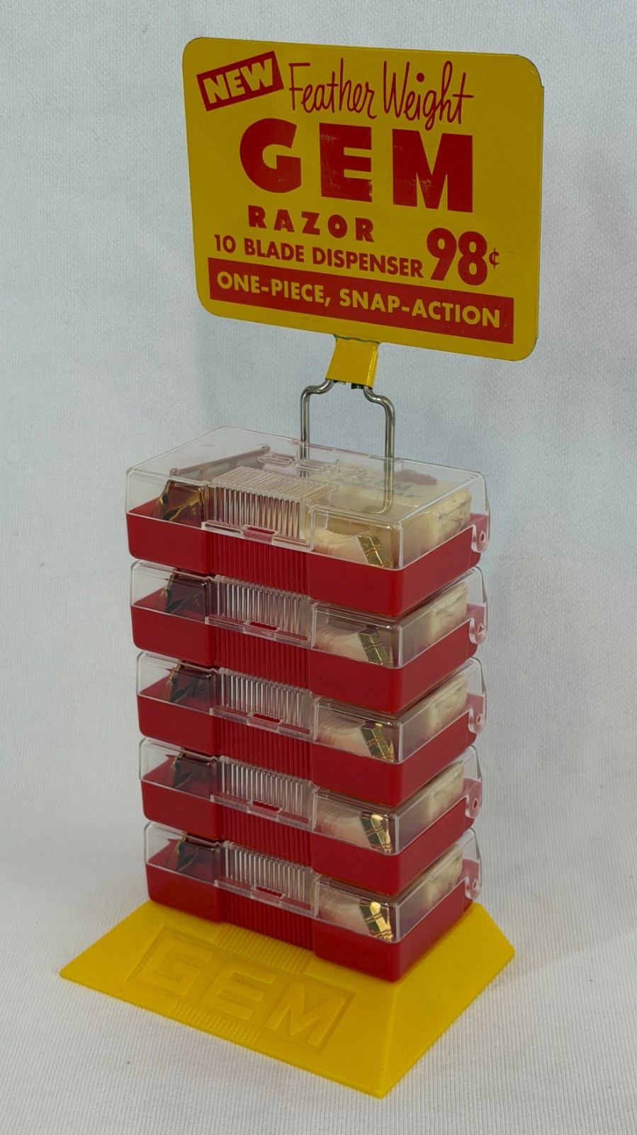 Vintage NOS GEM Feather Weight Razor Store Display Sign Box Sleeve 5/6 Complete