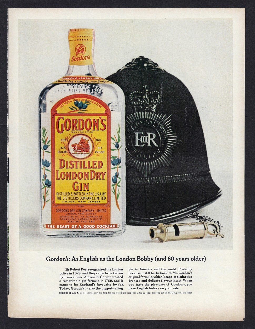 1964 GORDON\'S GIN Print Ad \