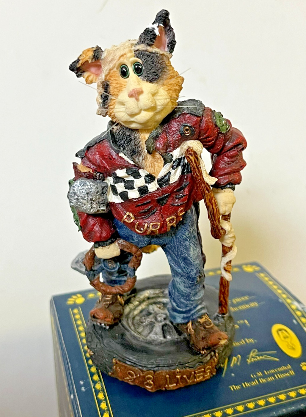 Boyds Bears-Mario Fenderbender…1 Down, 8 To Go Purrstone 1E Cat Racecar Driver