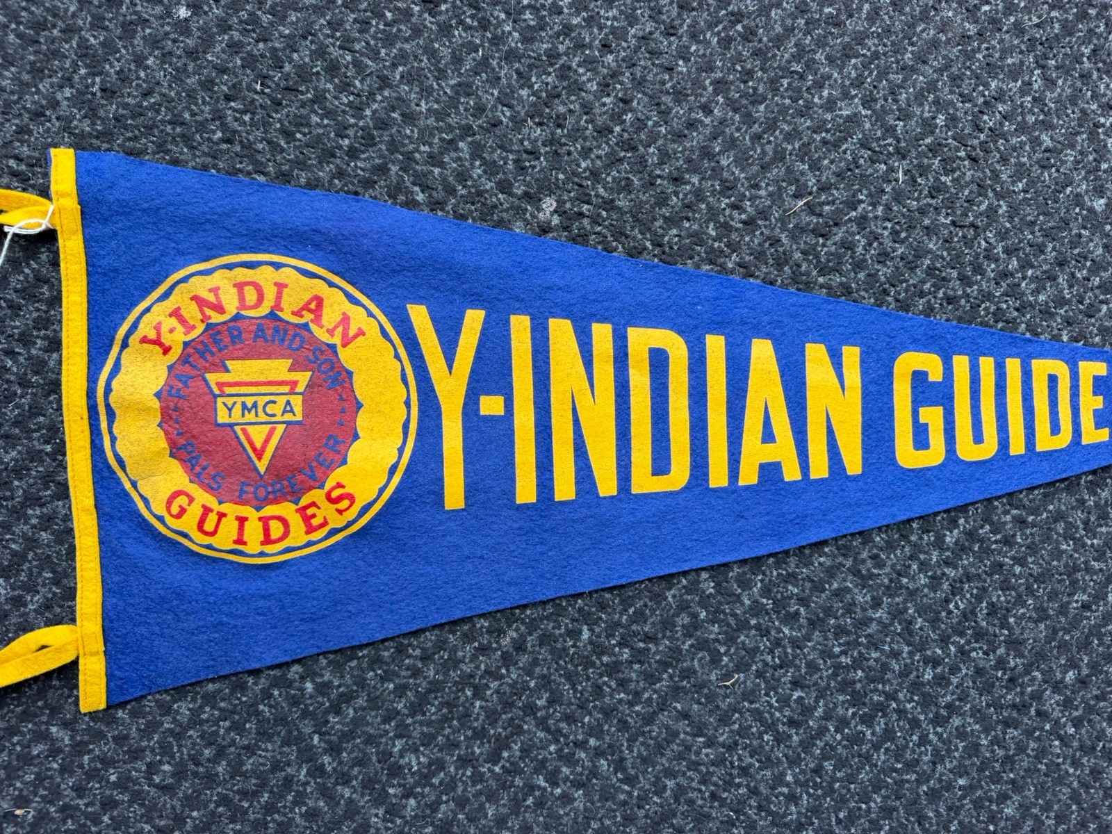 Vintage YMCA Y Indian Guides Felt Pennant Native American Tour Fishing Hunting