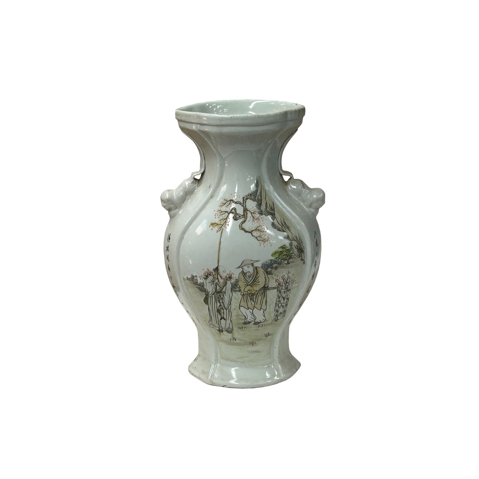 Oriental Flared White People Scenery Graphic Porcelain Art Vase ws4771