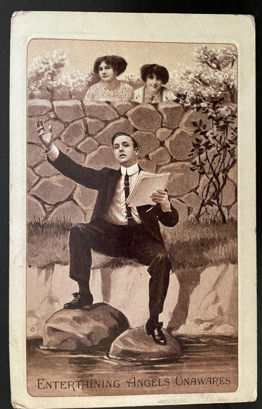 Vintage Victorian Postcard 1907-1915 Entertaining Angels Unaware Vintage Victorian Postcard 1907-1915 Entertaining Angels Unaware