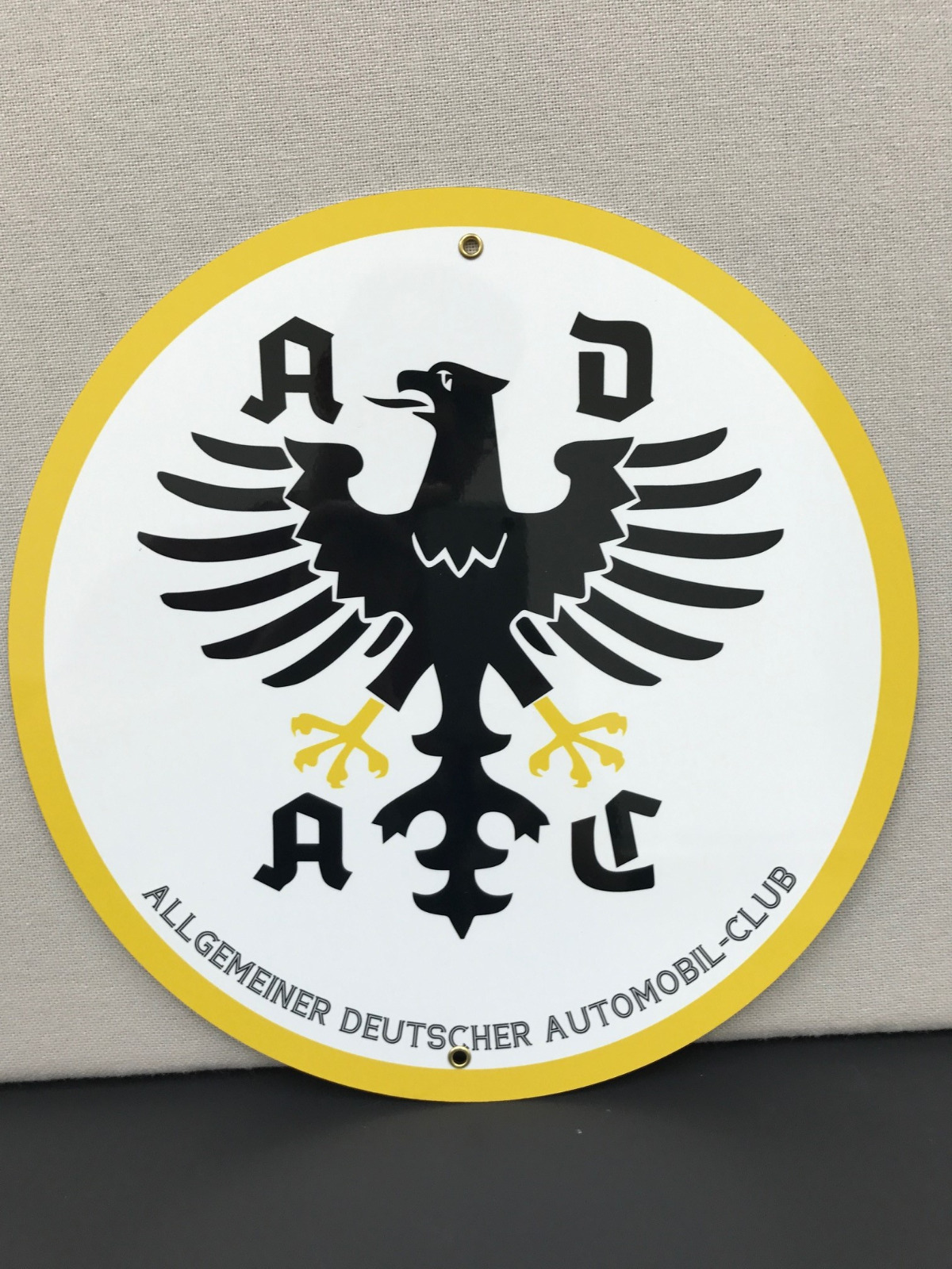 ADAC german garage sign man Mercedes BMW cave advertising  round
