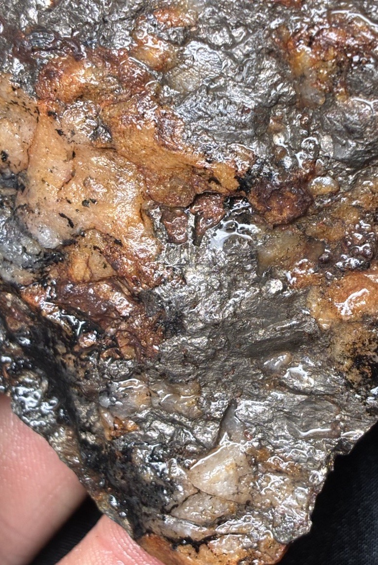Juneau Ak Quartz Ore Specimen with Dark Metallic Mineralization & Iron Staining